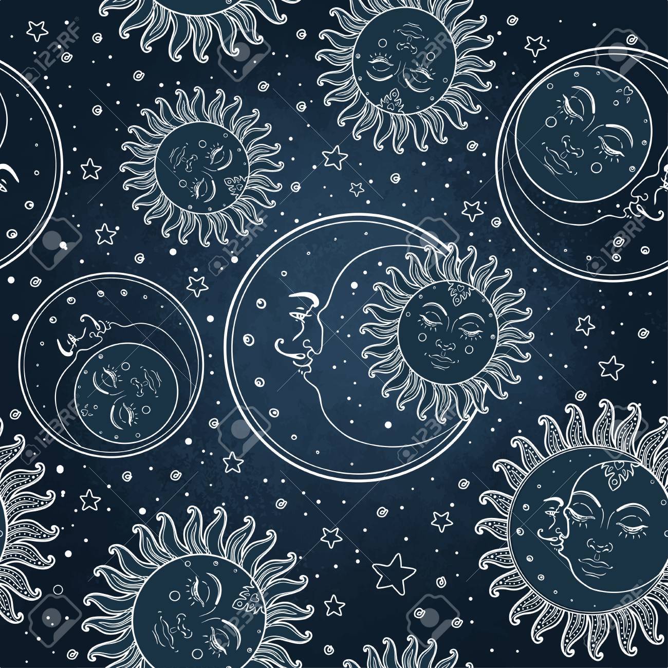 Avoir Images Soleil Et Lune Modele Sans Couture De Vecteur Avec Des Etoiles dernière par