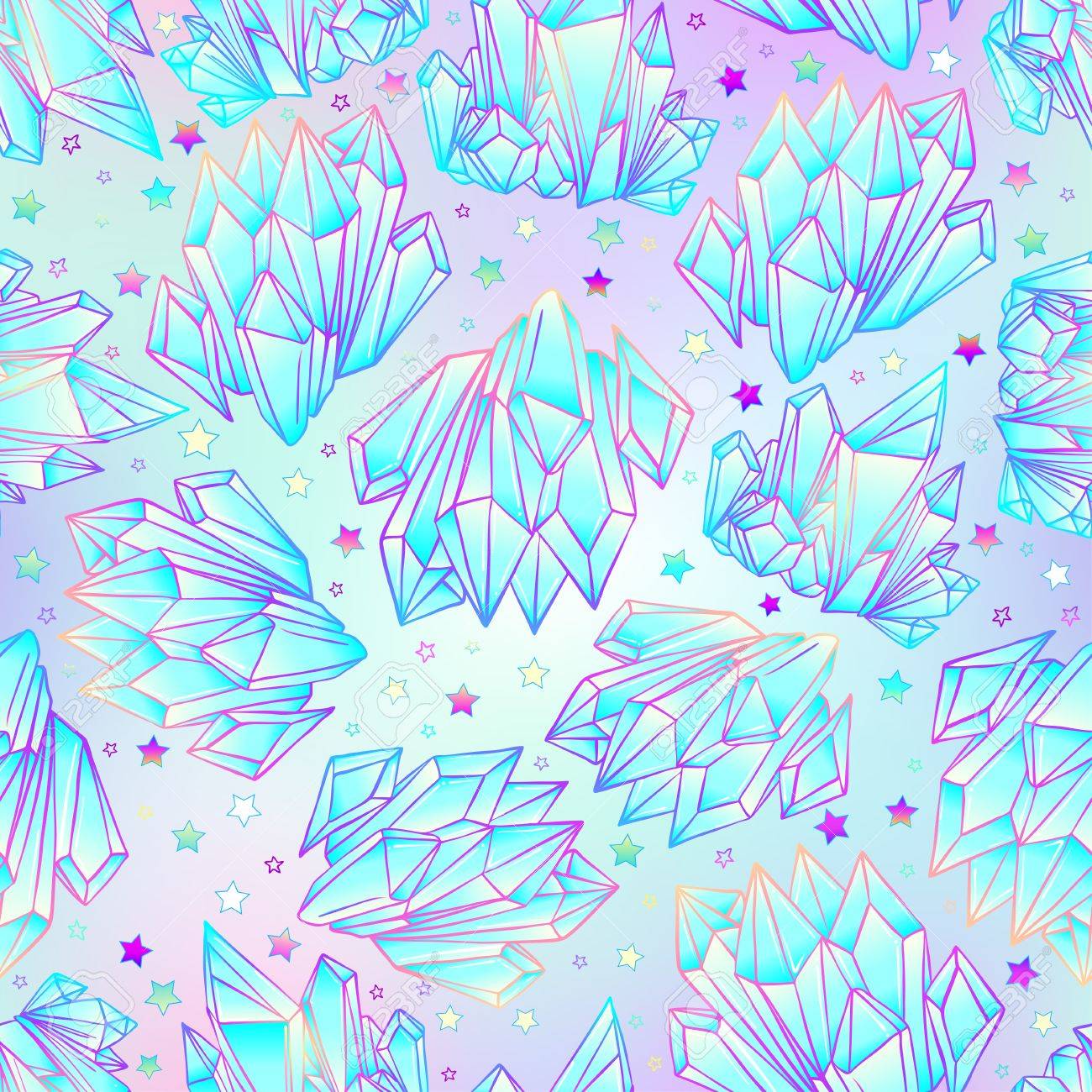 Hand drawn crystal gem seamless pattern. Geometric shiny gemstone symbol. Trendy hipster background, fabric design, fashiontextiles. Colorful gradient. Isolated vector illustration. Pastel goth style - 87434658 Hand drawn crystal gem seamless pattern. Geometric shiny gemstone symbol. Trendy hipster background, fabric design, fashiontextiles. Colorful gradient. Isolated vector illustration. Pastel goth style - 87434658