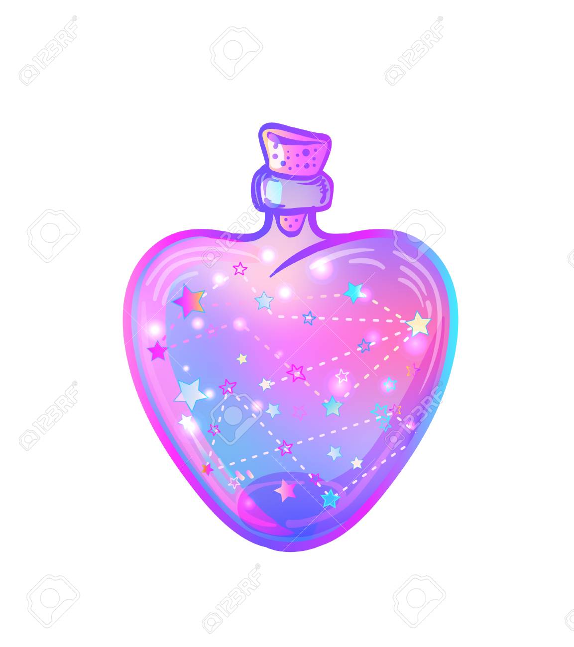 Magic Potion Heart Shaped Bottle With Glowing Stars Inside Royalty Free Cliparts Vectors And Stock Illustration Image 99545345