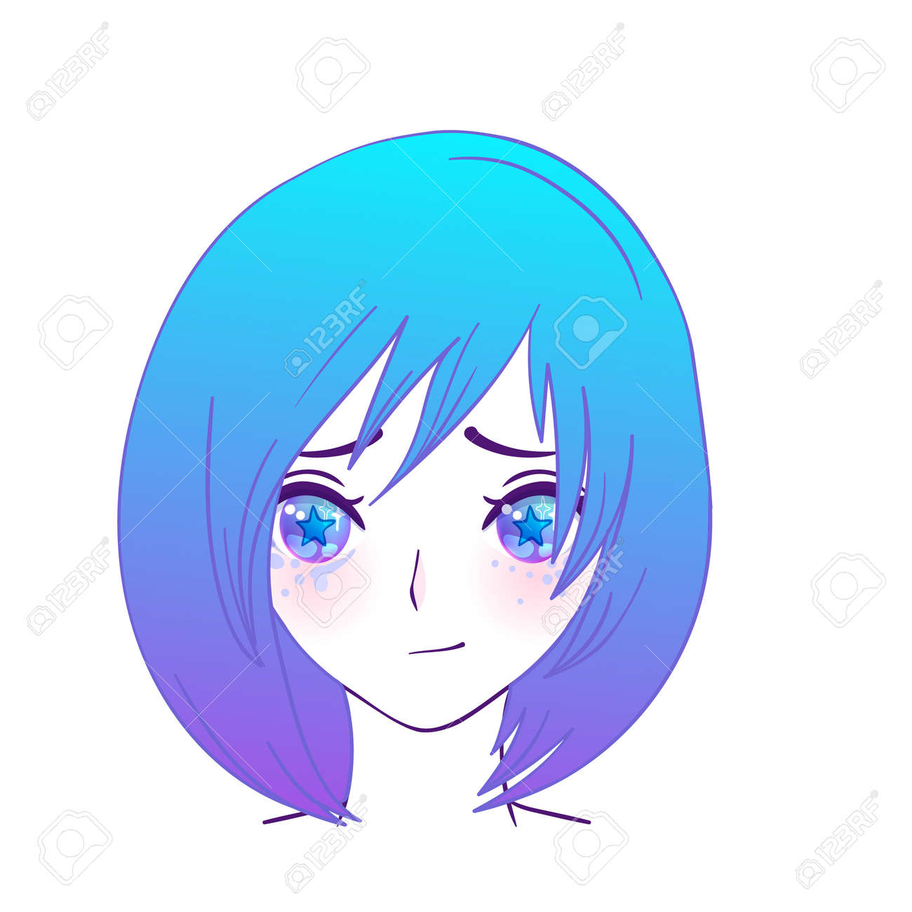 Happy anime face manga style closed eyes Vector Image