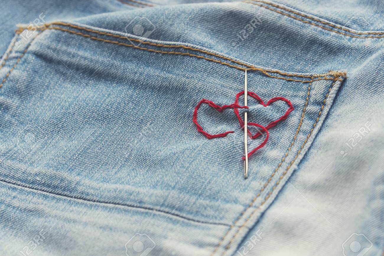 heart embroidered jeans