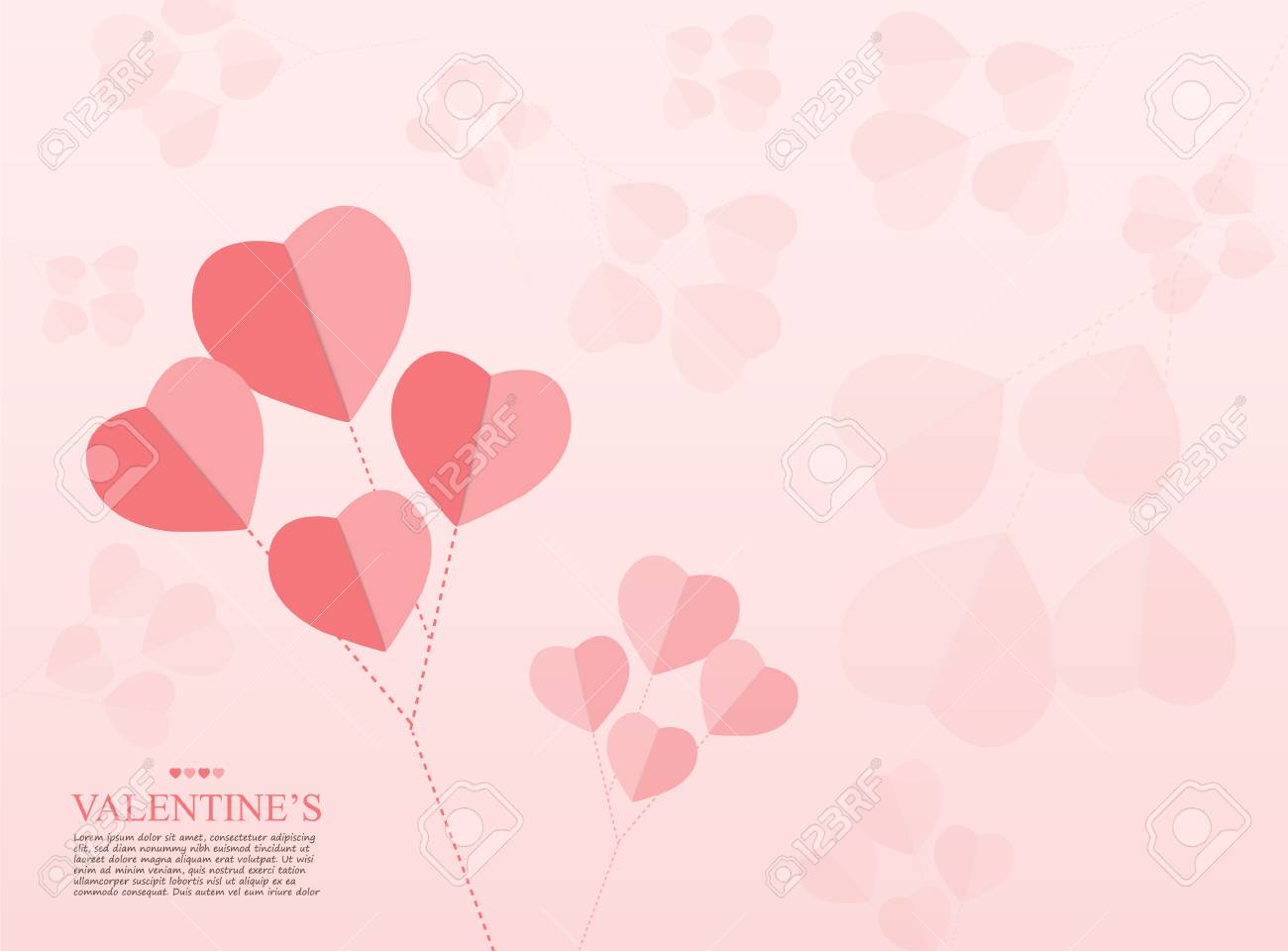 ピンクの背景にかわいいハートの花 素敵なハートとチャートのコンセプト ビジネスやプレゼンテーションのためのデザイン スペースとテキスト入力ベクトル イラスト のイラスト素材 ベクタ Image