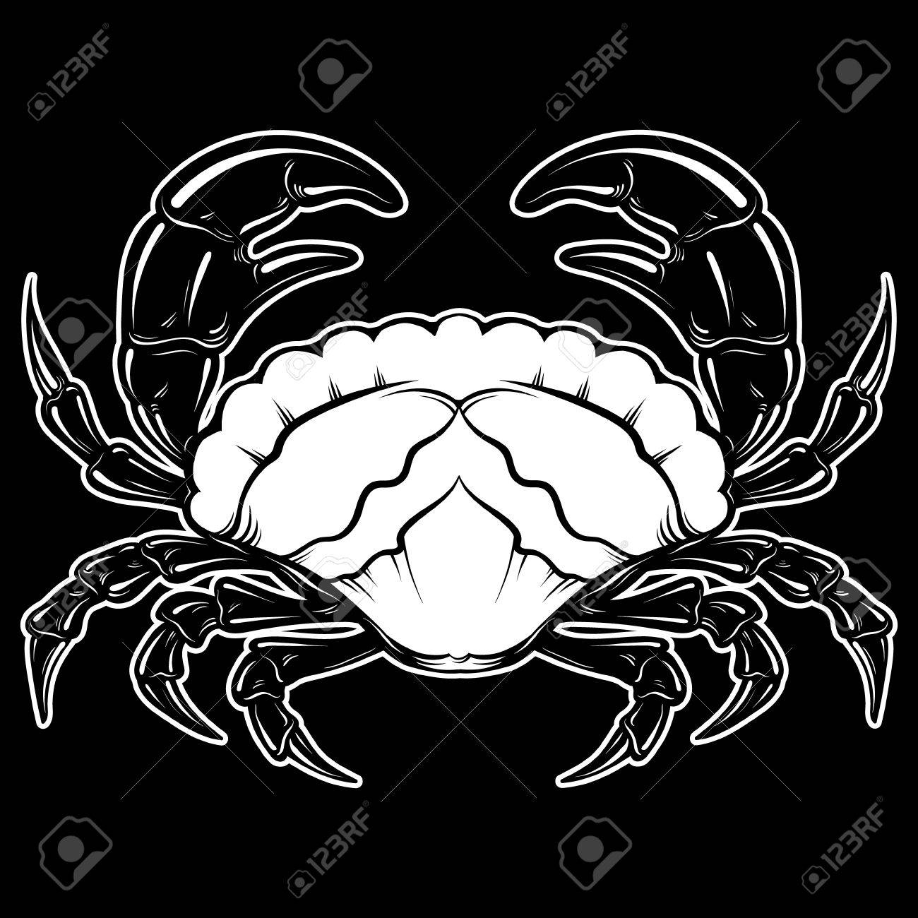 ベクトル分離でリアルなカニの手描きイラスト 手は 動物とアートワークをスケッチしました 入れ墨の芸術 T シャツの印刷カード ポスター バナーのテンプレートです のイラスト素材 ベクタ Image