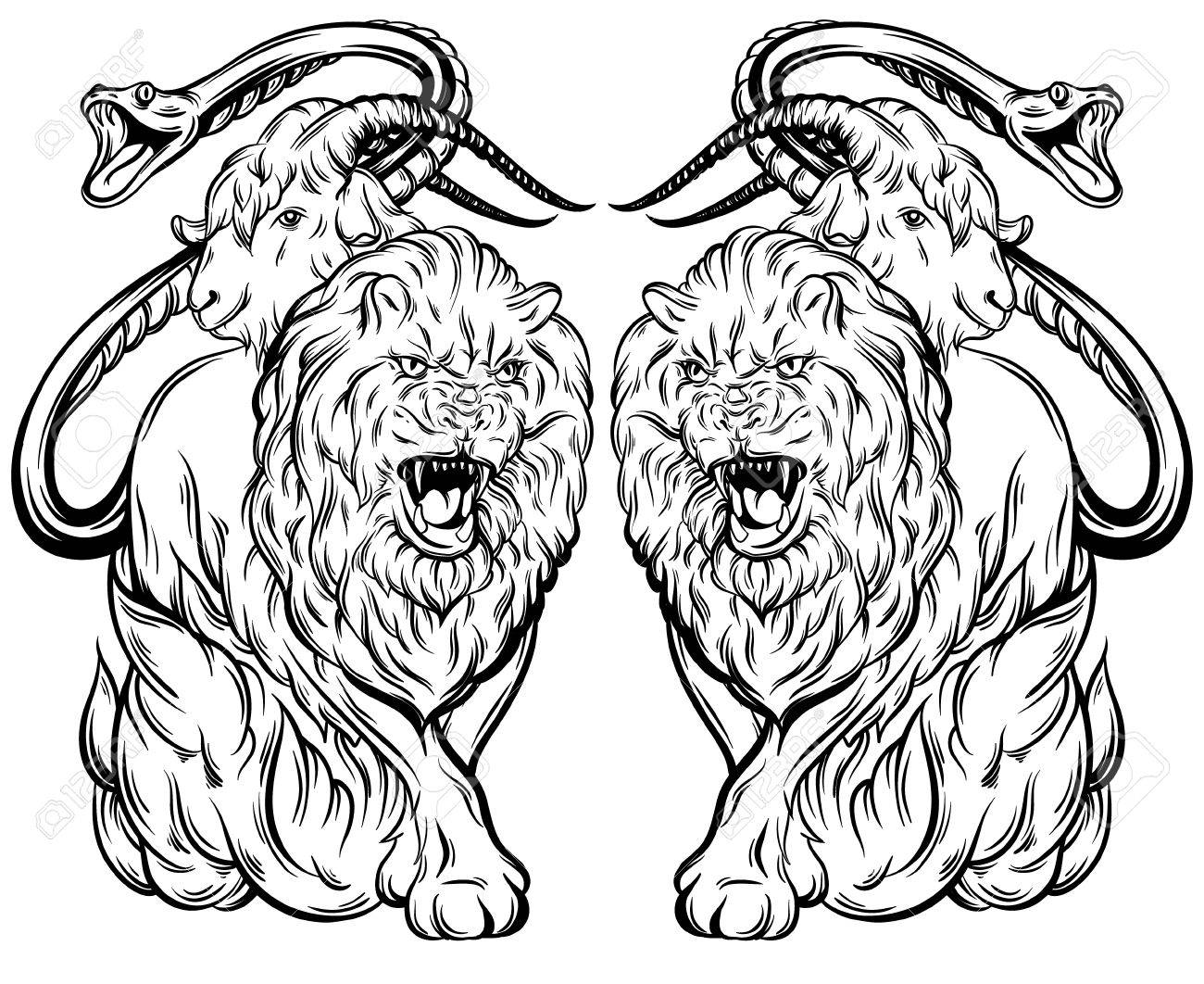キメラのベクトル イラストは 手描きのスタイルを作った ビクトリア朝の神話魔法宗教モチーフ タトゥー デザイン要素 紋章およびロゴのコンセプト アート T シャツの印刷カード ポスター バナーのテンプレートです のイラスト素材 ベクタ Image キメラのベクトル イラストは 手描きのスタイルを作った ビクトリア朝の神話魔法宗教モチーフ タトゥー デザイン要素 紋章およびロゴのコンセプト アート T シャツの印刷カード ポスター バナーのテンプレートです のイラスト素材 ベクタ Image