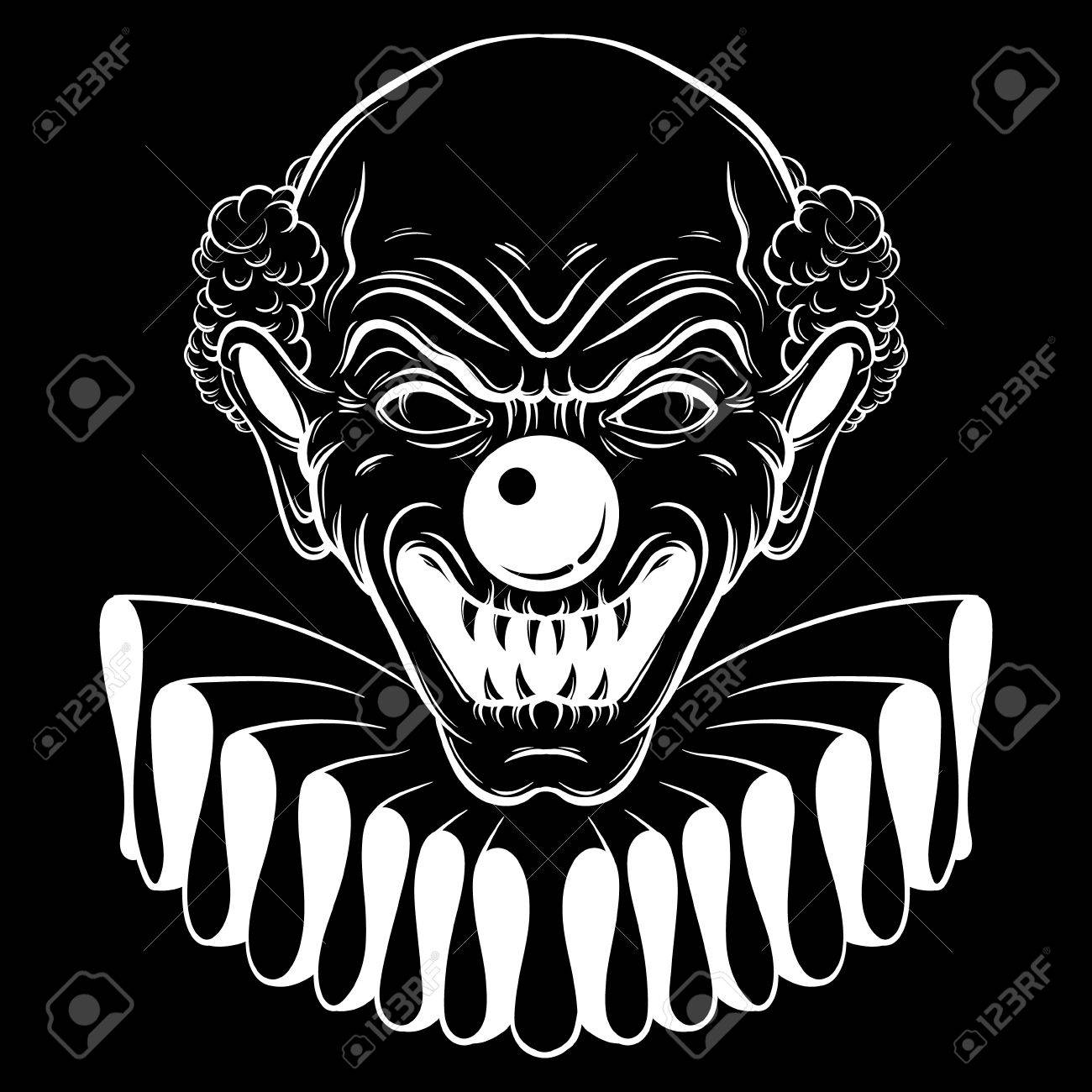 vector hand drawn illustration of angry clown tattoo artwork