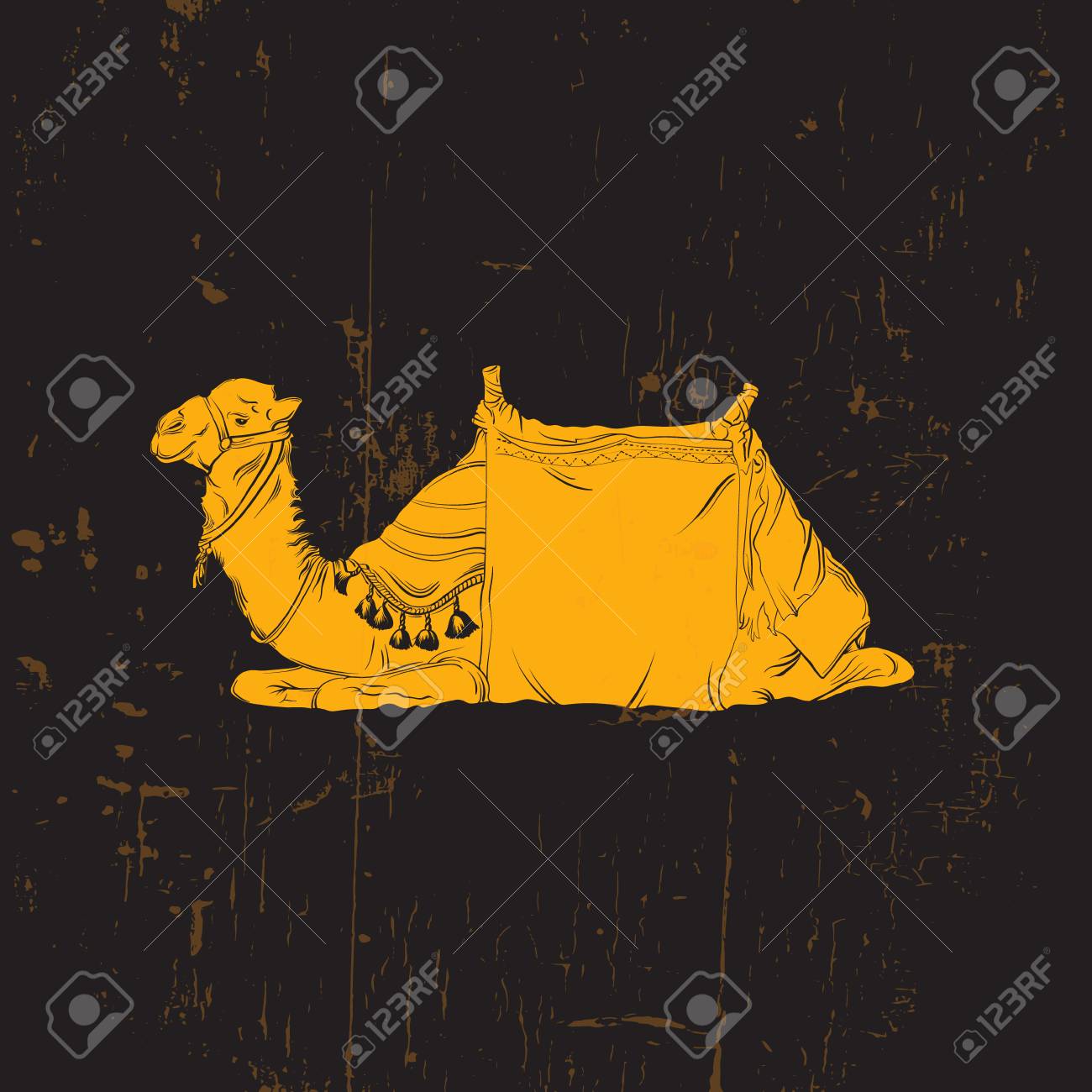 ラクダのベクトルイラスト リアルな線画スケッチスタイルで作られた手描きのラクダ ポストカードポスターバナーとtシャツ用プリント用テンプレート の イラスト素材 ベクタ Image