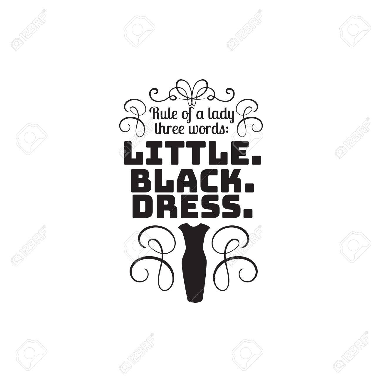 Little Black Dress Quotes Vector Quote Typographical Background About A Little Black Dress With  Silhouette Of Woman Short Dress. Template For Card Poster Banner And Print  For T-Shirt Royalty Free Svg, Cliparts, Vectors, And Stock Illustration.