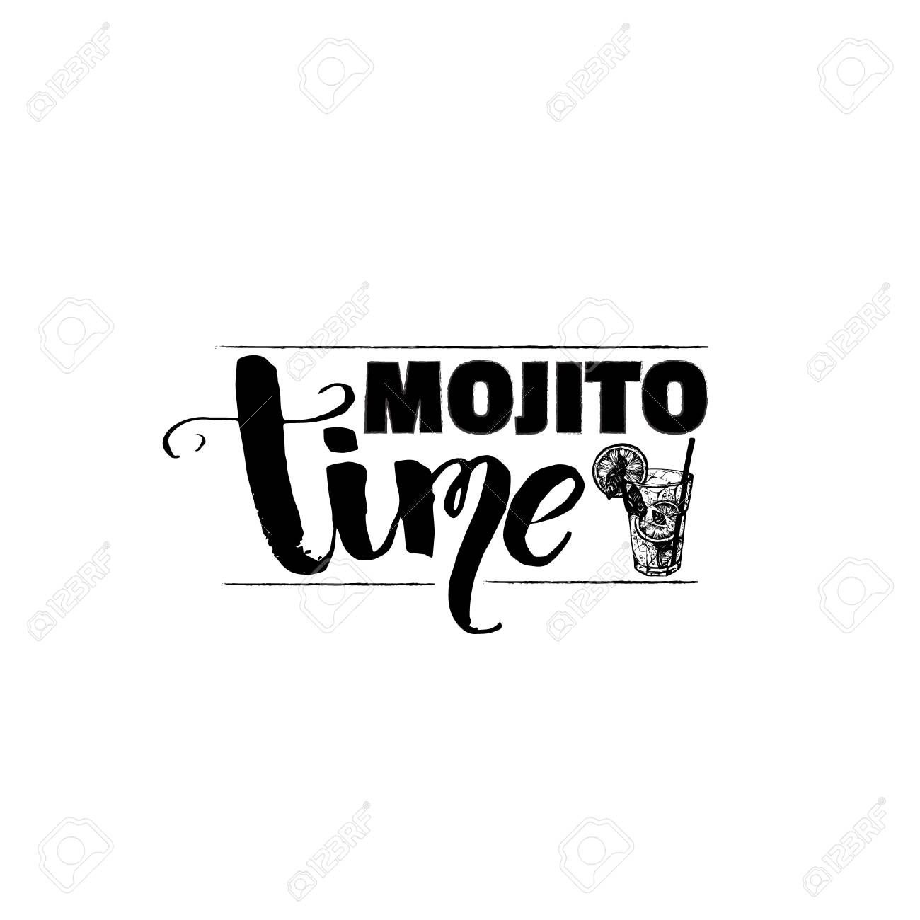 Mojito Time Glass Isolated Vector Illustration Of Alcoholic Cocktail Royalty Free Cliparts Vectors And Stock Illustration Image 96462490