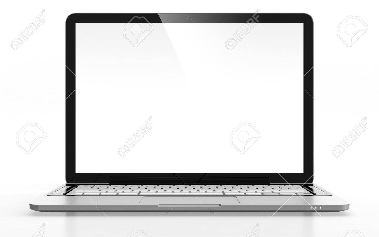 3D image of modern laptop with blank screen isolated on white - 14830876 3D image of modern laptop with blank screen isolated on white - 14830876