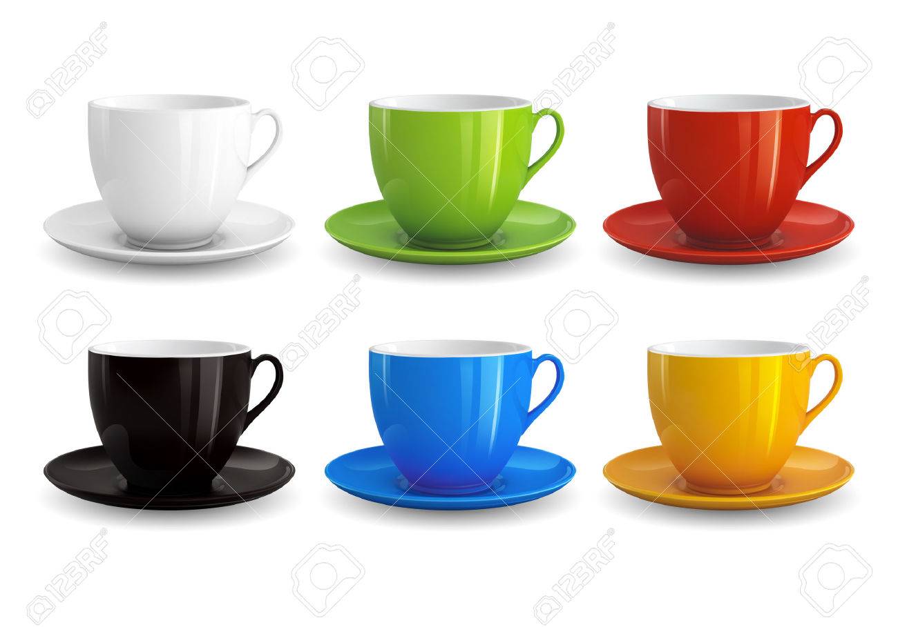 Alta Ilustracion Detallada Del Vector De Las Tazas De Colores Aislados Sobre Fondo Blanco Ilustraciones Vectoriales Clip Art Vectorizado Libre De Derechos Image 24182955
