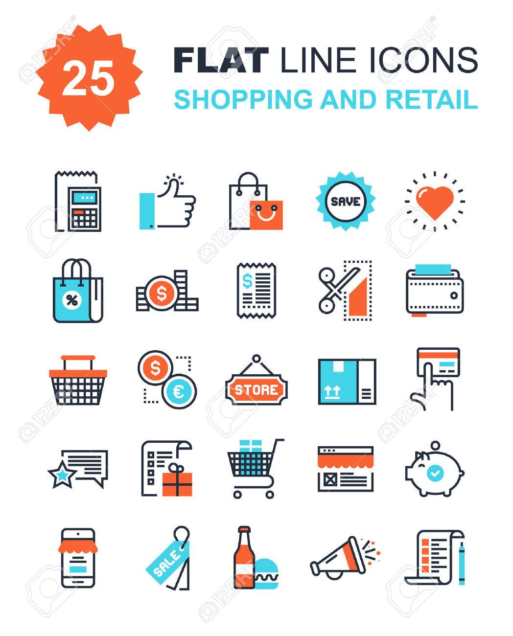 Abstract vector collection of flat line shopping and retail icons. Elements for mobile and web applications. - 44927555 Abstract vector collection of flat line shopping and retail icons. Elements for mobile and web applications. - 44927555