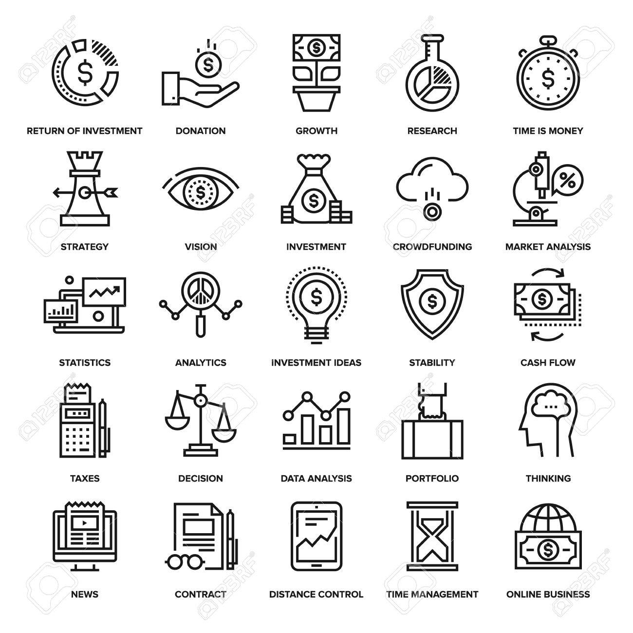 Abstract vector collection of line analytics and investment icons. Elements for mobile and web applications. - 47622440 Abstract vector collection of line analytics and investment icons. Elements for mobile and web applications. - 47622440