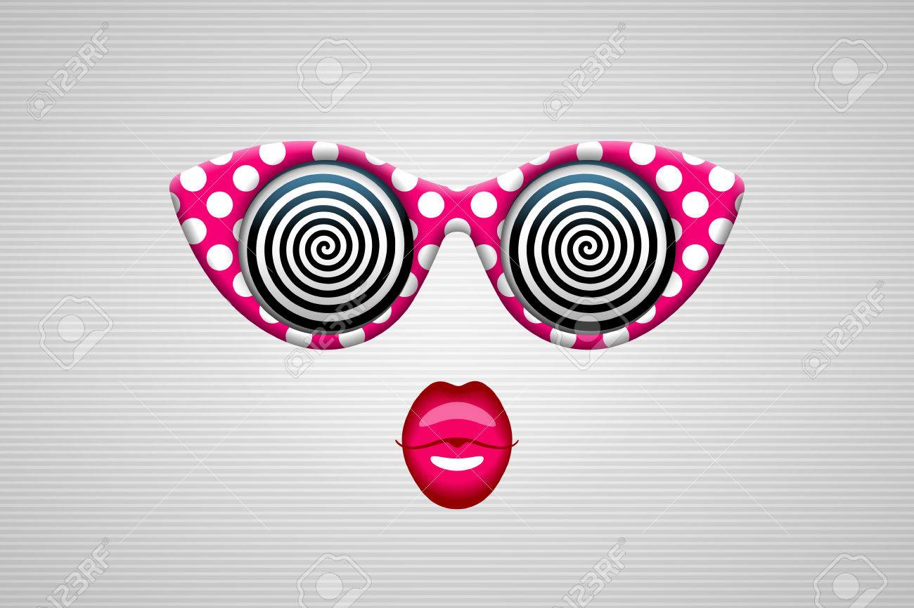 Occhiali Da Sole Glamour In Stile Retrò Con Motivi A Spirale Ipnotica Al Posto Degli Occhiali