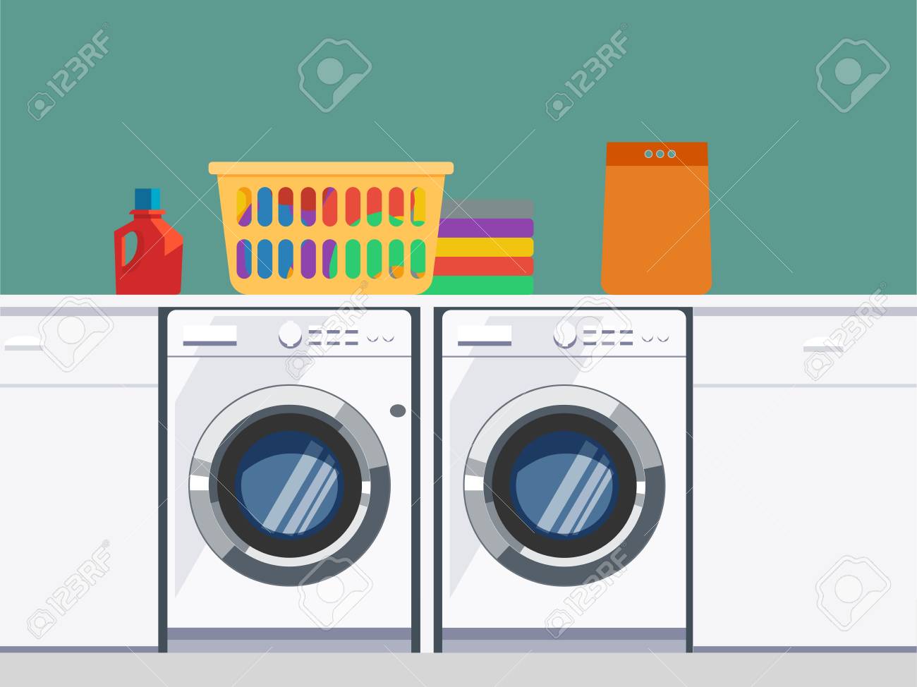 Buanderie Avec Lavelinge Planche À Repasser Étendoir Et Séchage Du Linge Vecteurs libres de droits et plus d'images vectorielles de Affiche Buanderie Avec Lavelinge Planche À Repasser Étendoir Et Séchage Du Linge Vecteurs libres de droits et plus d'images vectorielles de Affiche