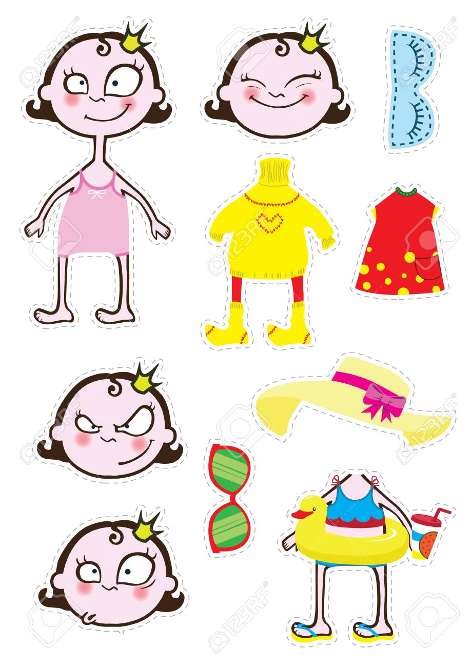 紙人形の女の子 Marffa 紙の服と気分の変化のイラスト素材 ベクタ Image 紙人形の女の子 Marffa 紙の服と気分の変化のイラスト素材 ベクタ Image