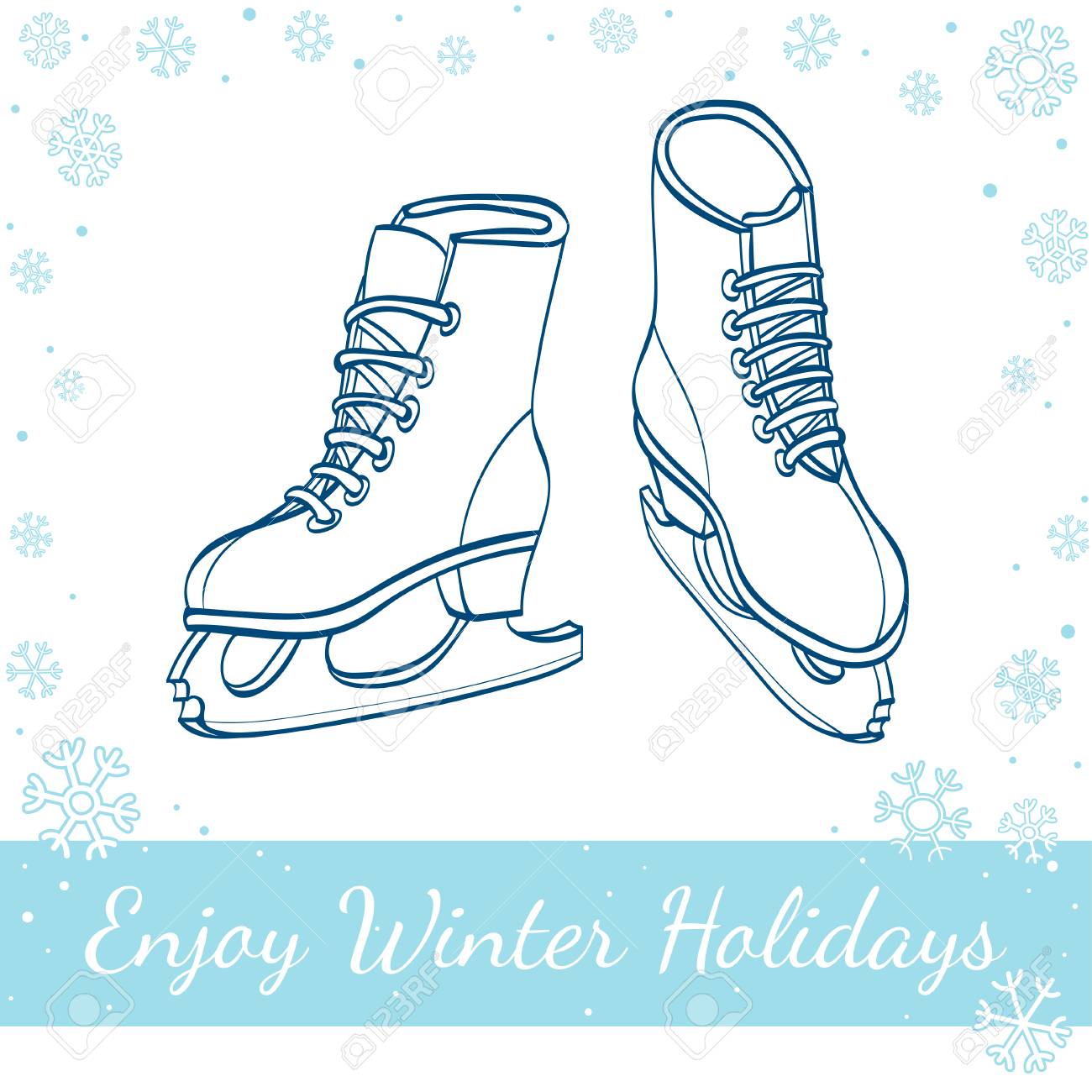 Winter Schlittschuhe Auf Weissem Hintergrund Vektor Handgezeichneten Grafik Darstellung Lizenzfrei Nutzbare Vektorgrafiken Clip Arts Illustrationen Image