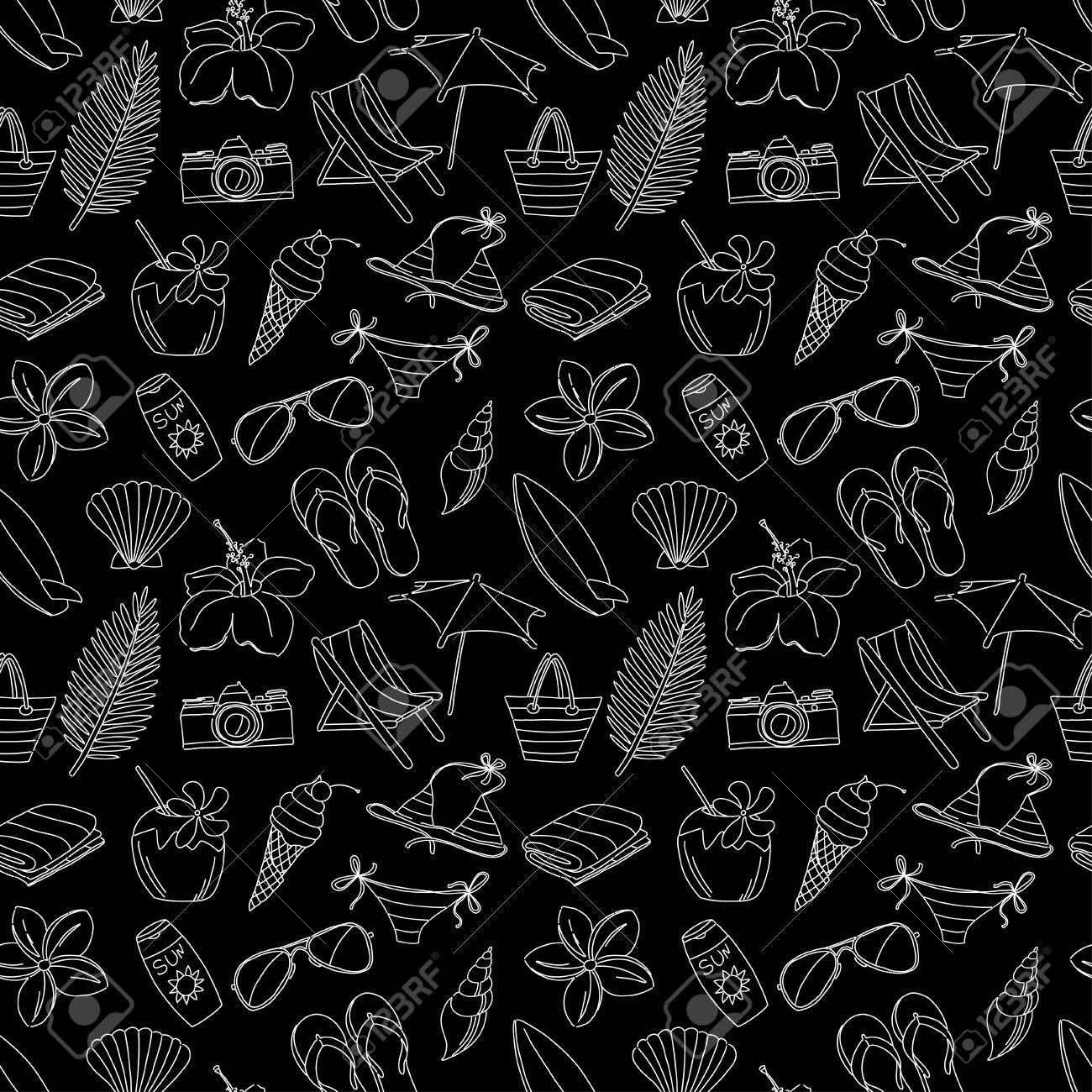 ベクトル イラストかわいい手描きのスケッチ線アイコン シームレス パターン 黒と白 のイラスト素材 ベクタ Image ベクトル イラストかわいい手描きのスケッチ線アイコン シームレス パターン 黒と白 のイラスト素材 ベクタ Image