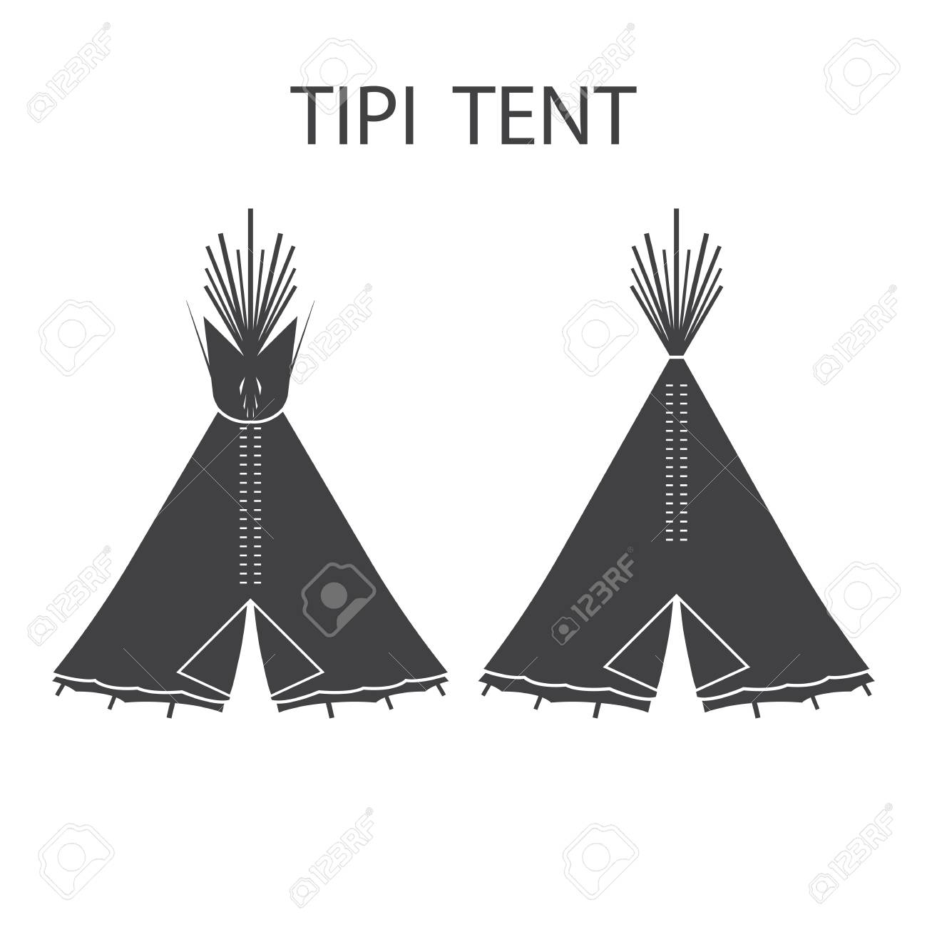 モノクロ観光インドや Tipi テント アウトドア ベクトル図はキャンプを飾るために適して のイラスト素材 ベクタ Image