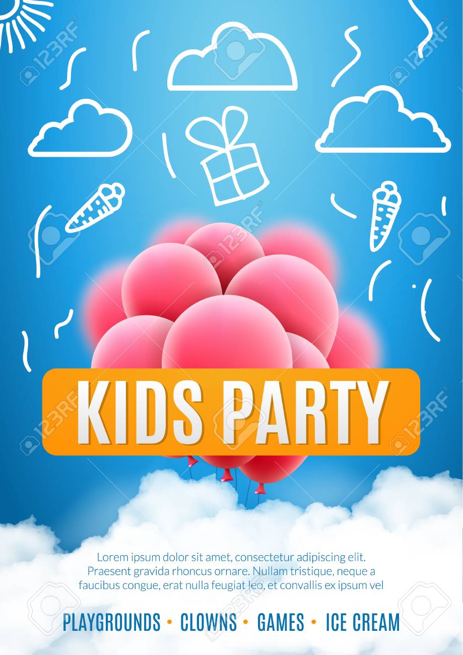 kids party invitation design poster template kids fun celebration poster template for kids
