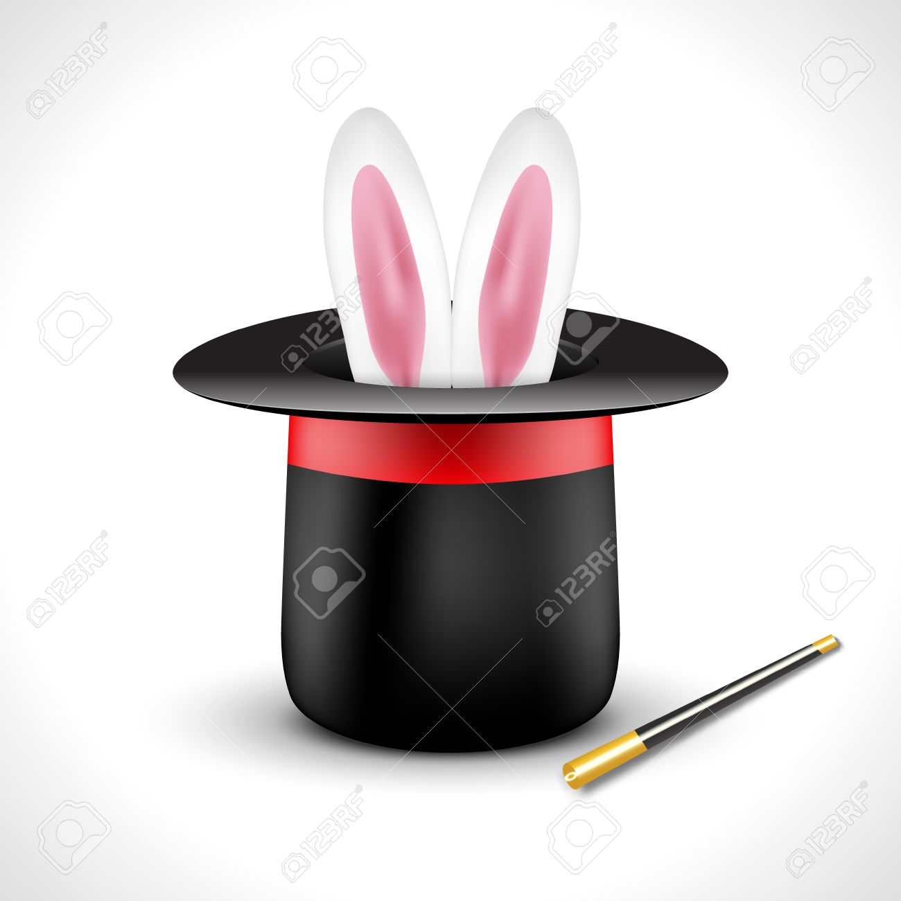 Magic Hat With Bunny Rabbit Ears Show Perfomance Design Poster Template Stock Vector