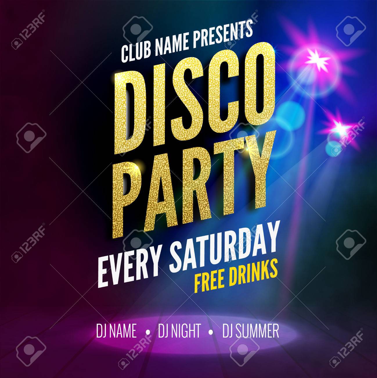 disco party poster template night dance party flyer disco