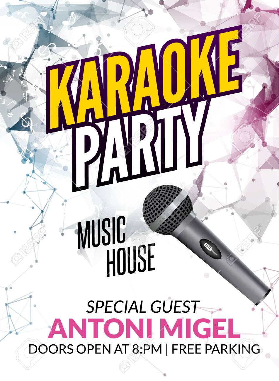 karaoke party invitation poster design template karaoke night