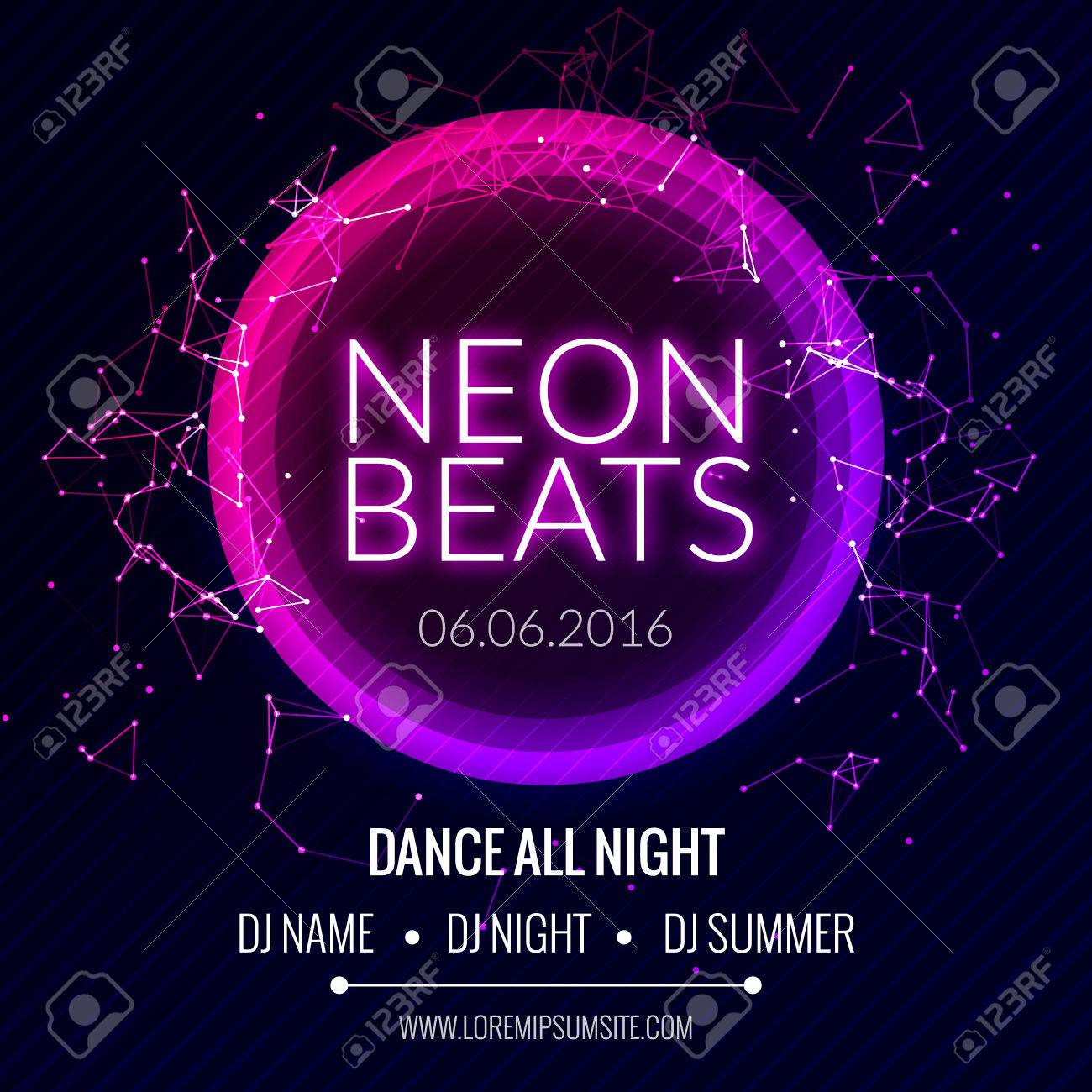 modern club music neon beats party template dance party flyer template club