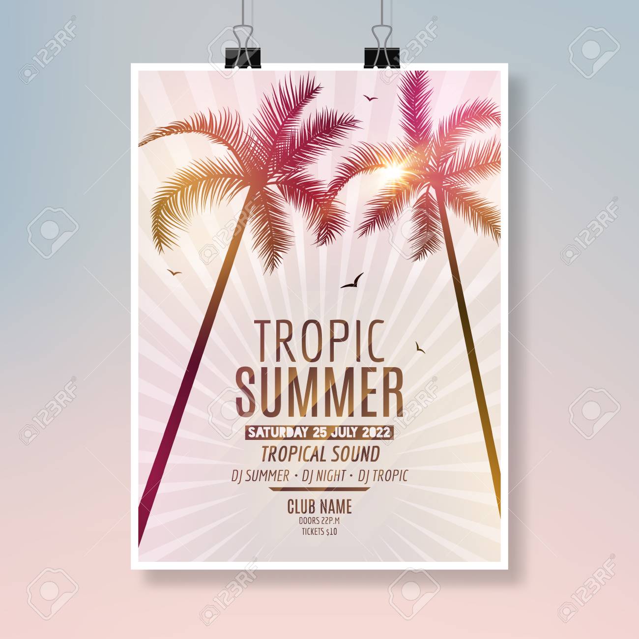 tropic summer beach party flyer design poster summer vacation template stock vector 80872521