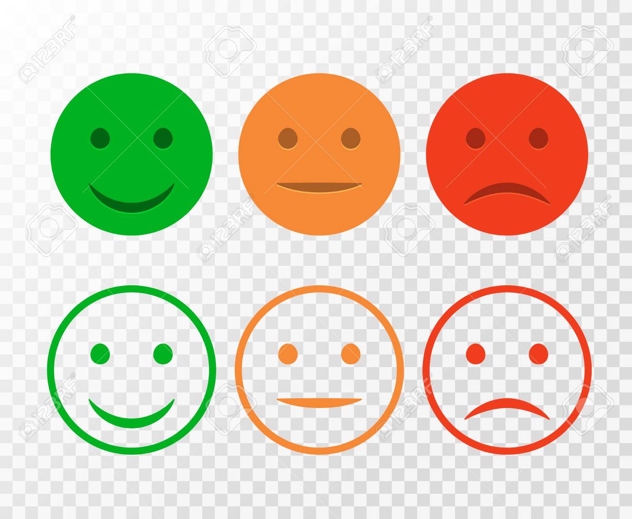 Smiley icon set. Emoticons positive, neutral and negative. Vector isolated red and green mood. Rating smile for customer opinion isolated. - 86183788 Smiley icon set. Emoticons positive, neutral and negative. Vector isolated red and green mood. Rating smile for customer opinion isolated. - 86183788