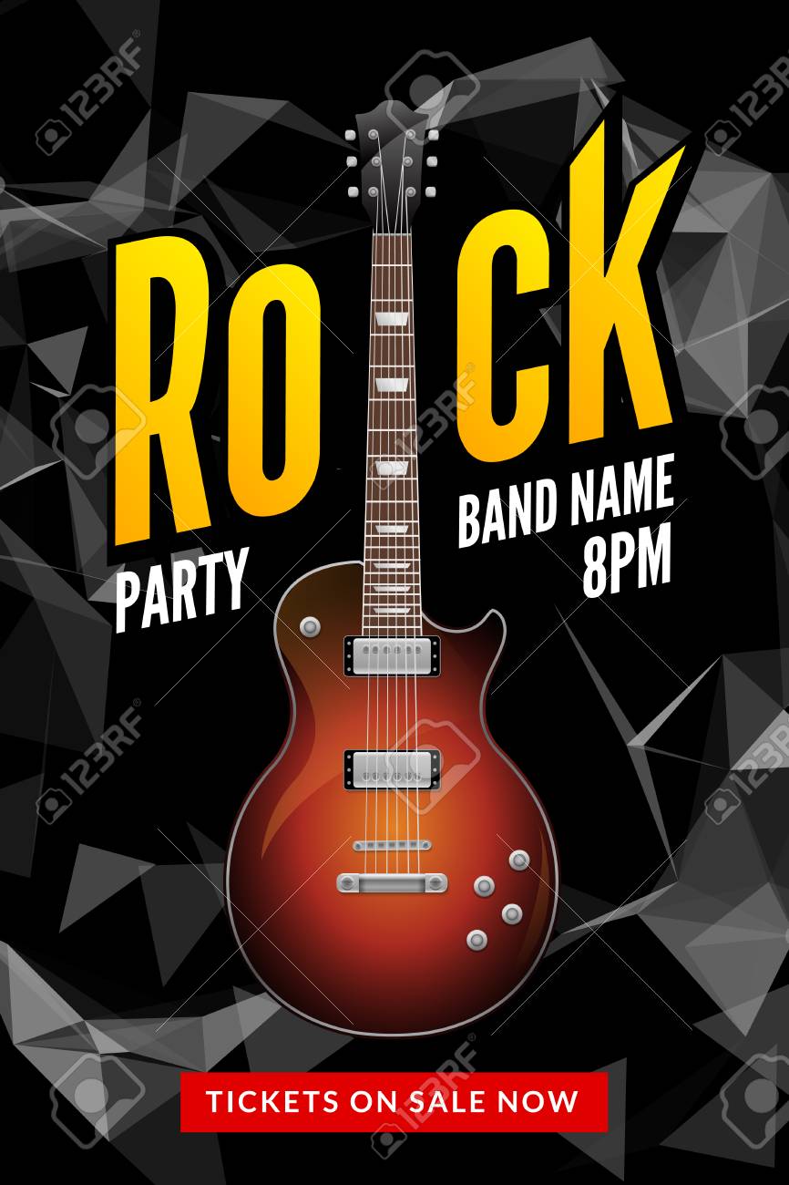 rock festival flyer event design template guitar vector poster guitar flyer background vector