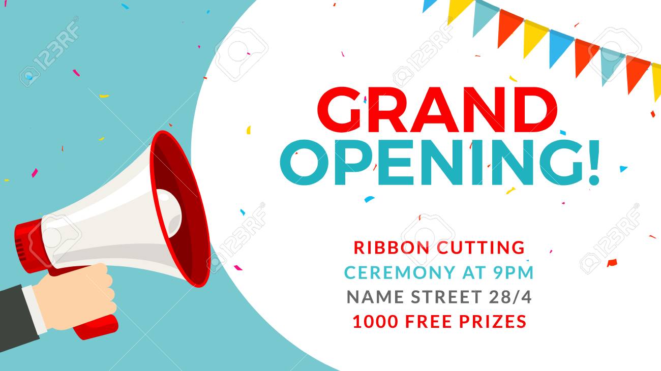 grand opening flyer banner template marketing business concept