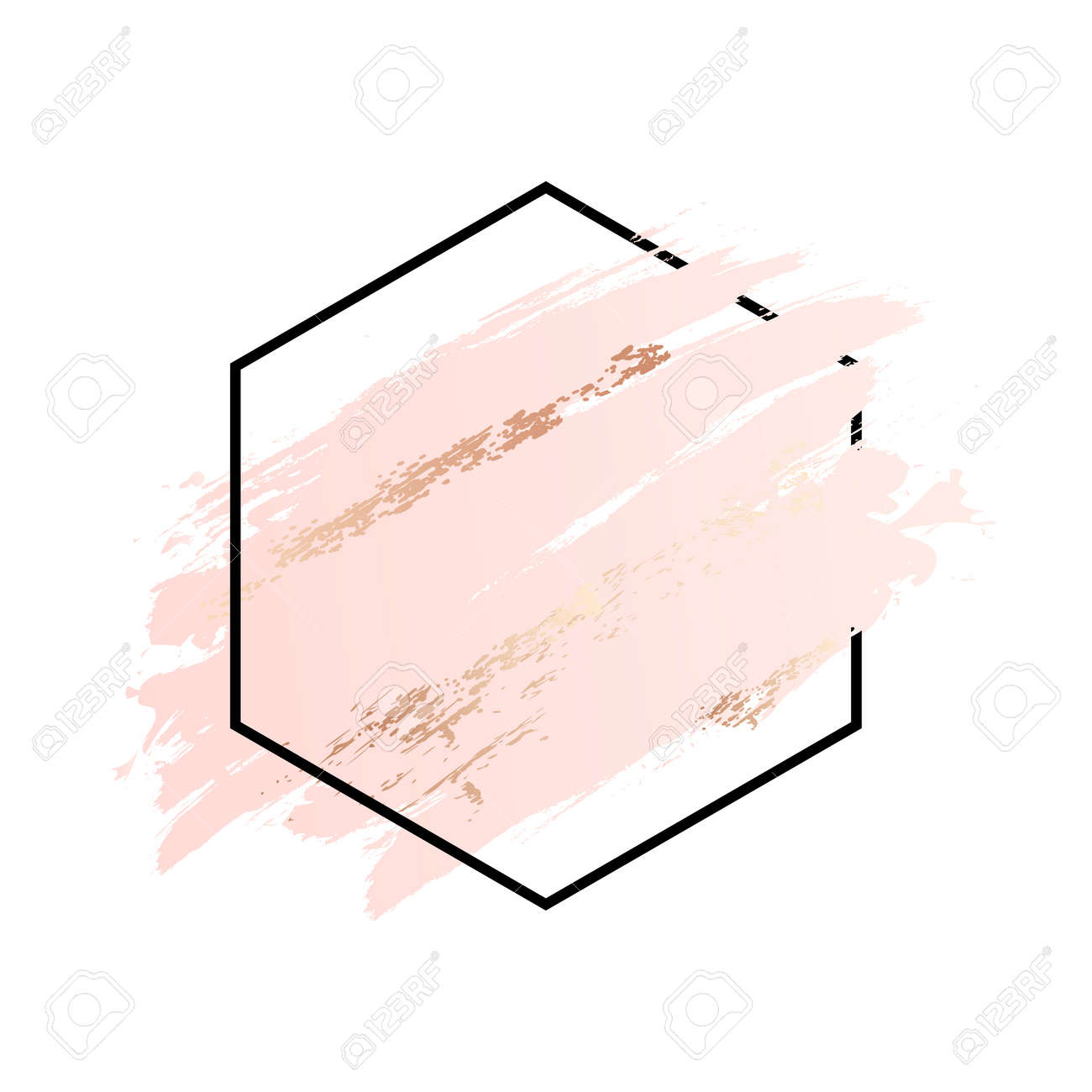 Rose and pink background stroke polygon frame. Vector gold pink brush makeup beauty abstract geometric - 168953172 Rose and pink background stroke polygon frame. Vector gold pink brush makeup beauty abstract geometric - 168953172