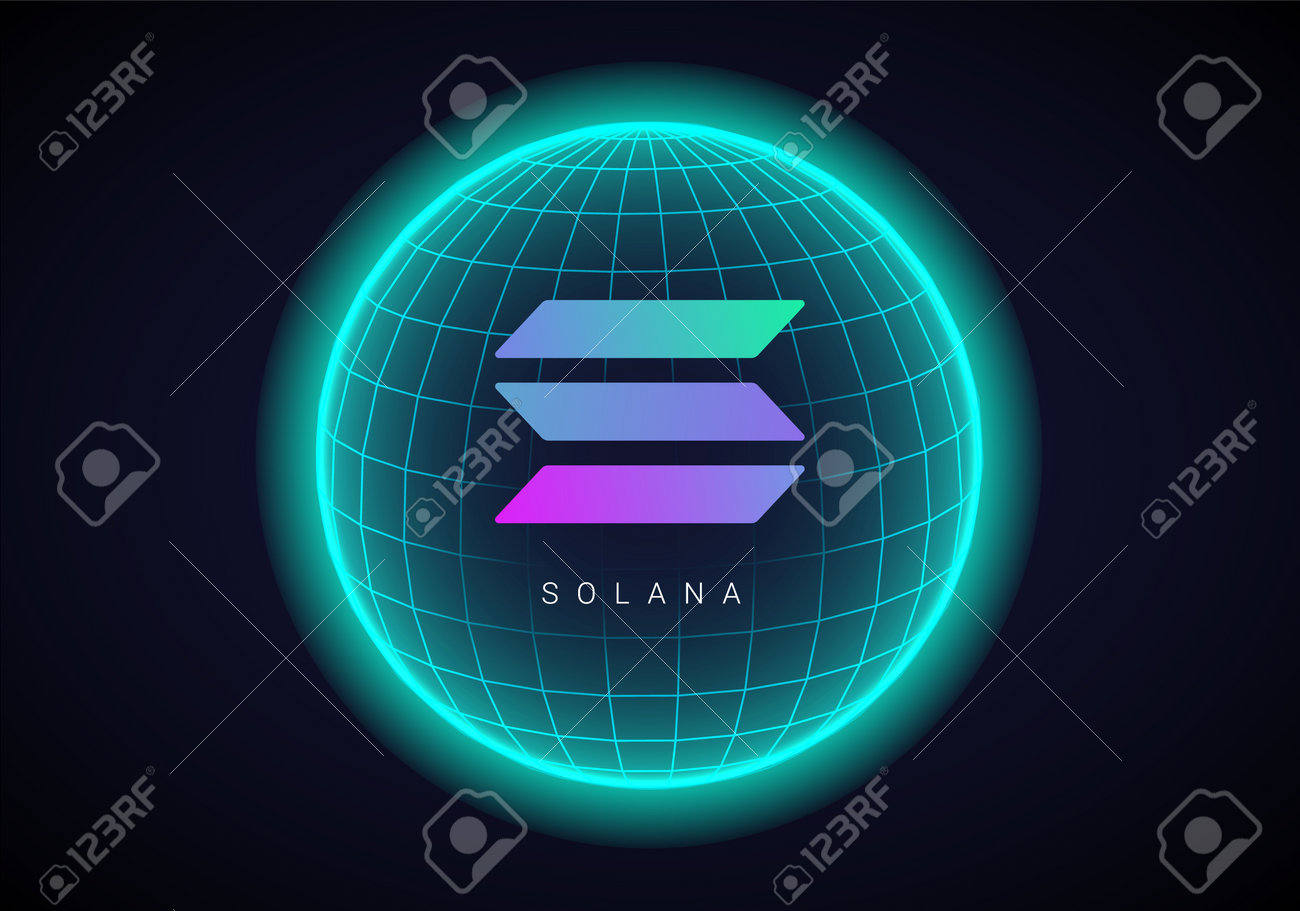 솔라나 로고 코인 아이콘. 고립 된 Solana Cryptocurrency 토큰 벡터 아이콘입니다. Sol 블록체인 크립토 뱅크.  로열티 무료 사진, 그림, 이미지 그리고 스톡포토그래피. Image 193654826