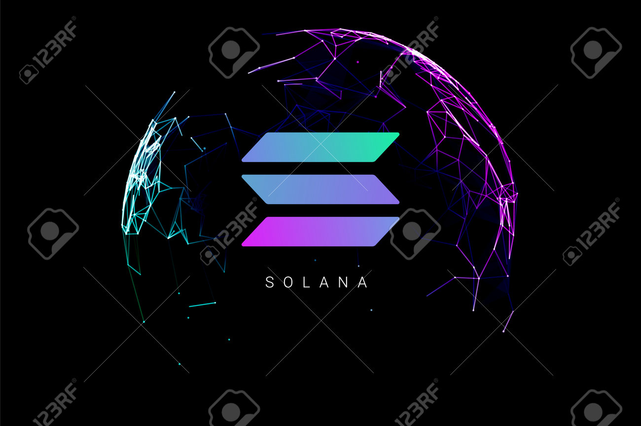 솔라나 로고 코인 아이콘. 고립 된 Solana Cryptocurrency 토큰 벡터 아이콘입니다. Sol 블록체인 크립토 뱅크.  로열티 무료 사진, 그림, 이미지 그리고 스톡포토그래피. Image 193654833