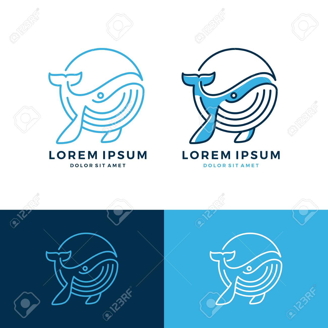 クジラのロゴ ラインアートベクトル のイラスト素材 ベクタ Image