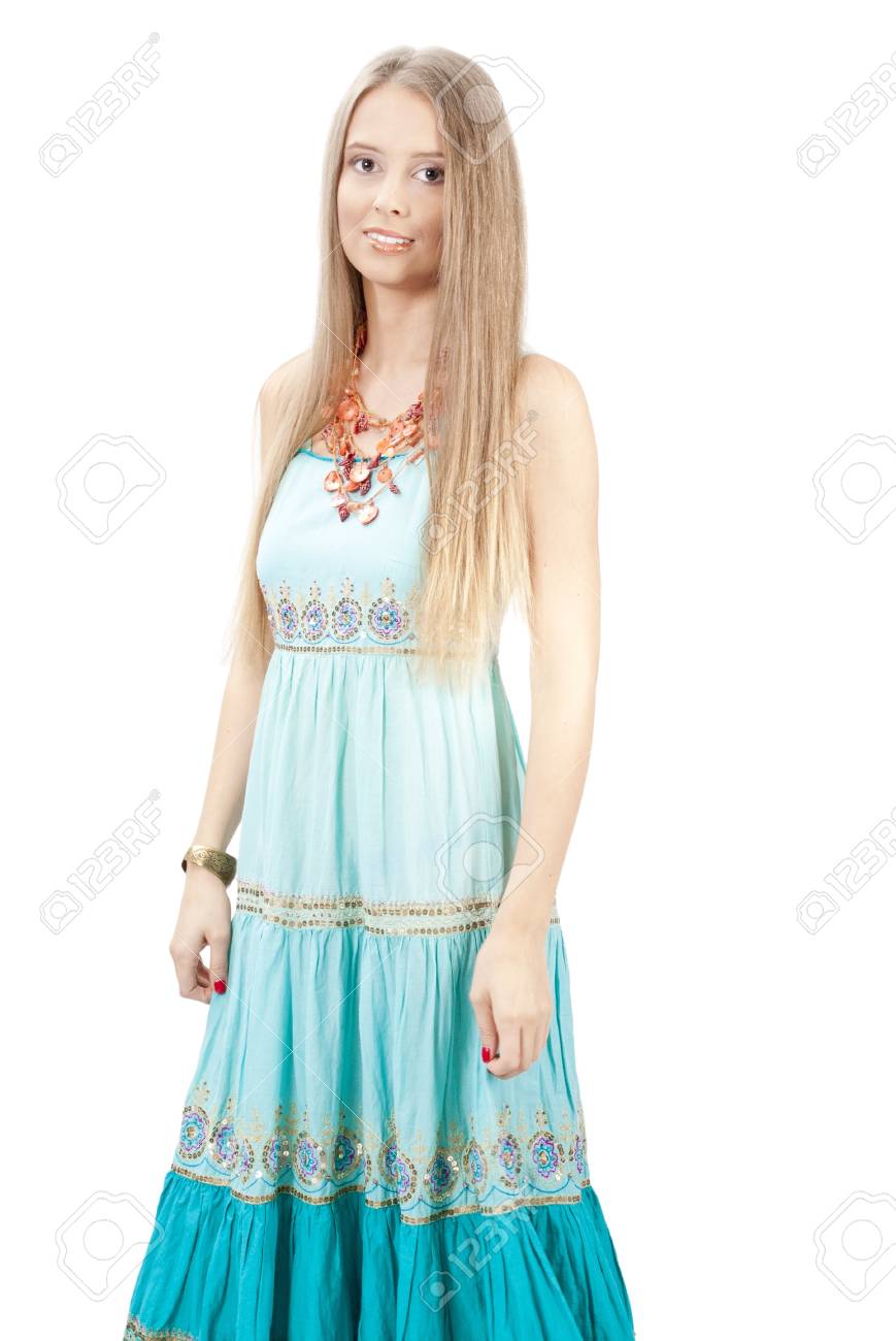 beautiful woman in sundress