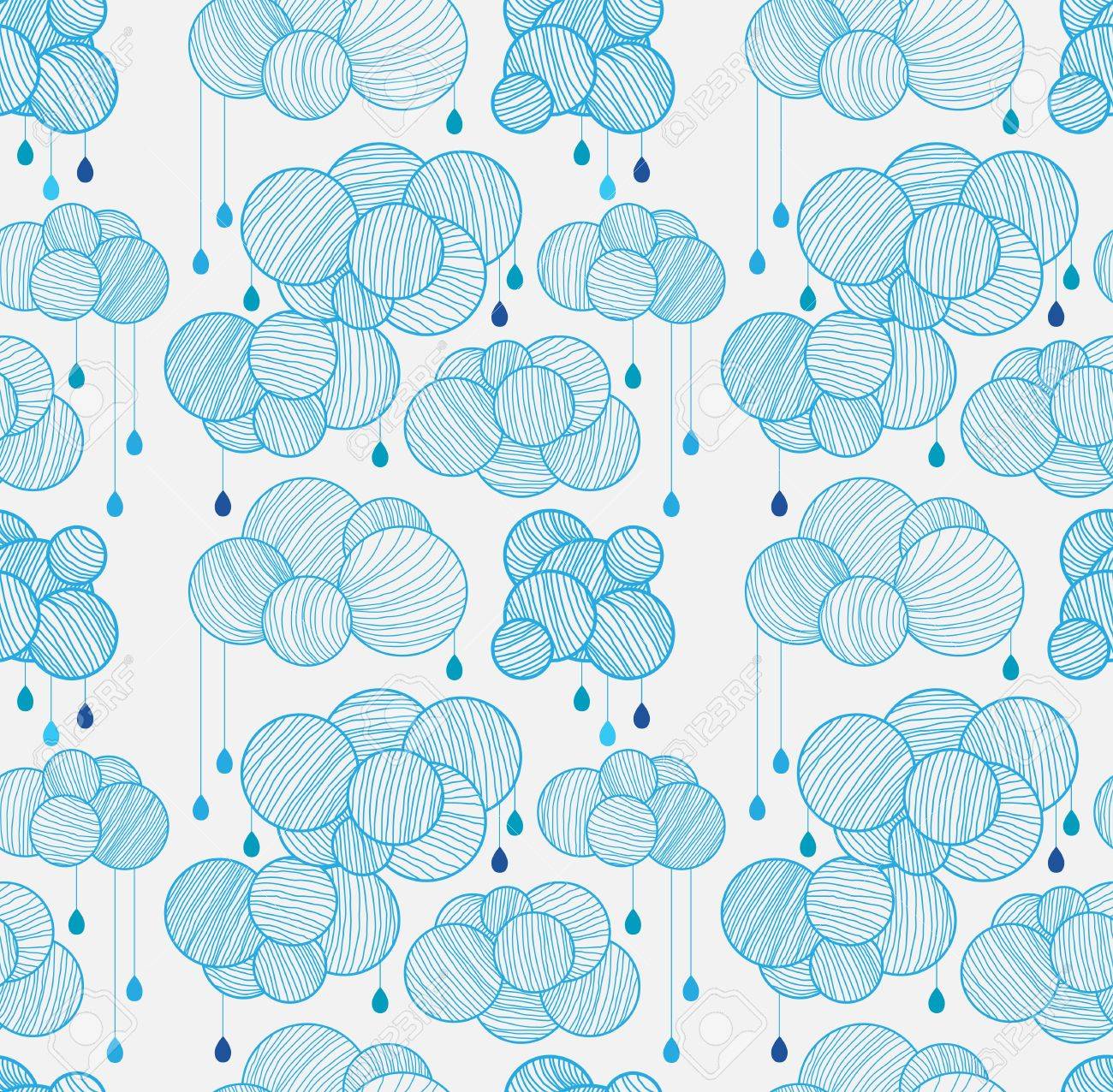 空のデザイン パターンでは雨と雲とのシームレスな背景 のイラスト素材 ベクタ Image