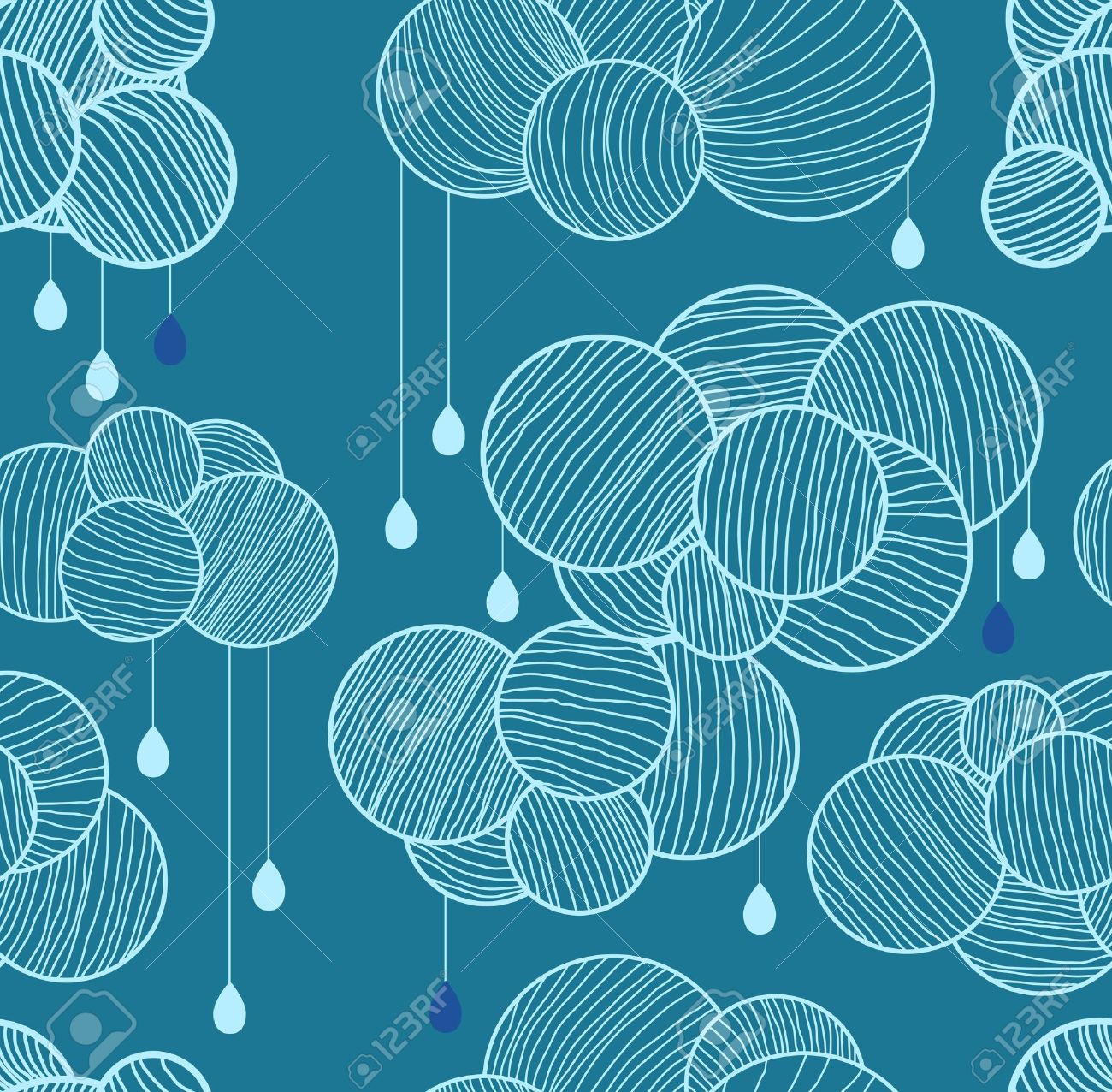 空のデザイン パターンでは雨と雲とのシームレスな背景 のイラスト素材 ベクタ Image