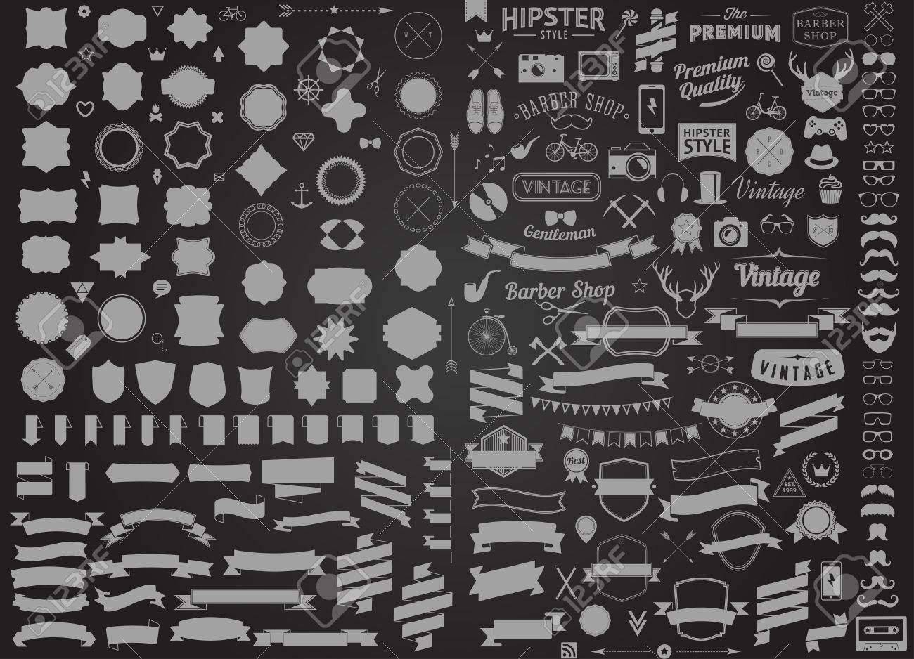 set of vintage styled design hipster icons vector signs and symbols