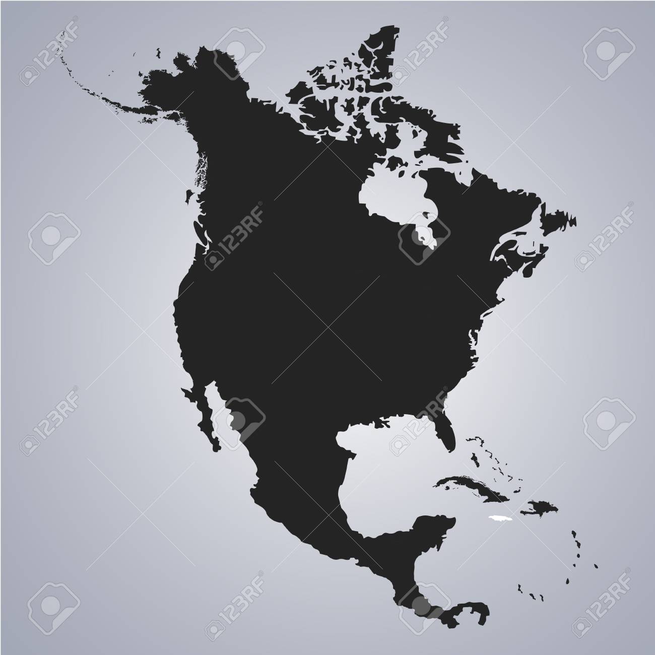 territory of jamaica on north america continent map on the grey