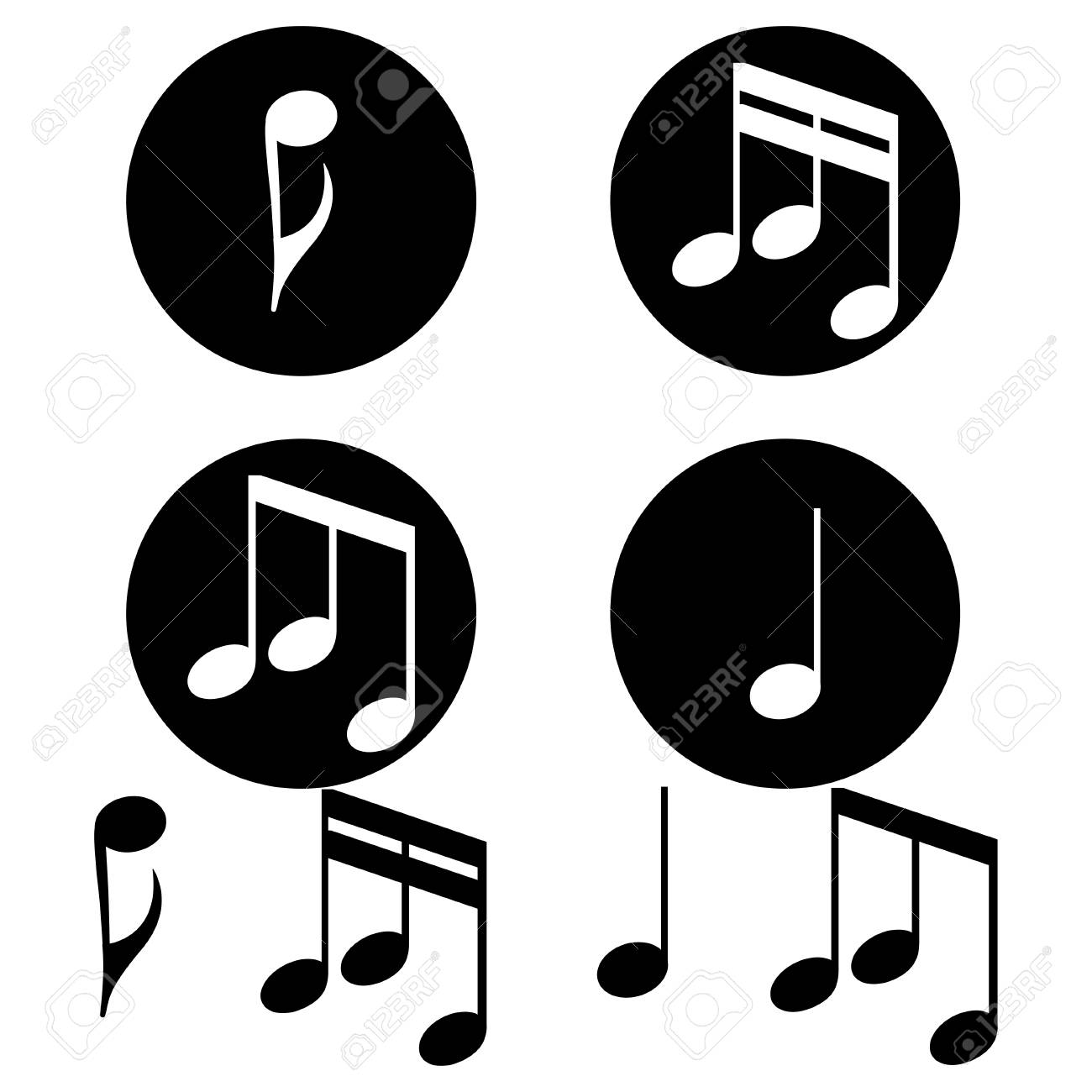 Conjunto De Notas Musicais Em Um Fundo Branco Ilustracao Vetorial Ilustraciones Vectoriales Clip Art Vectorizado Libre De Derechos Image 90787571