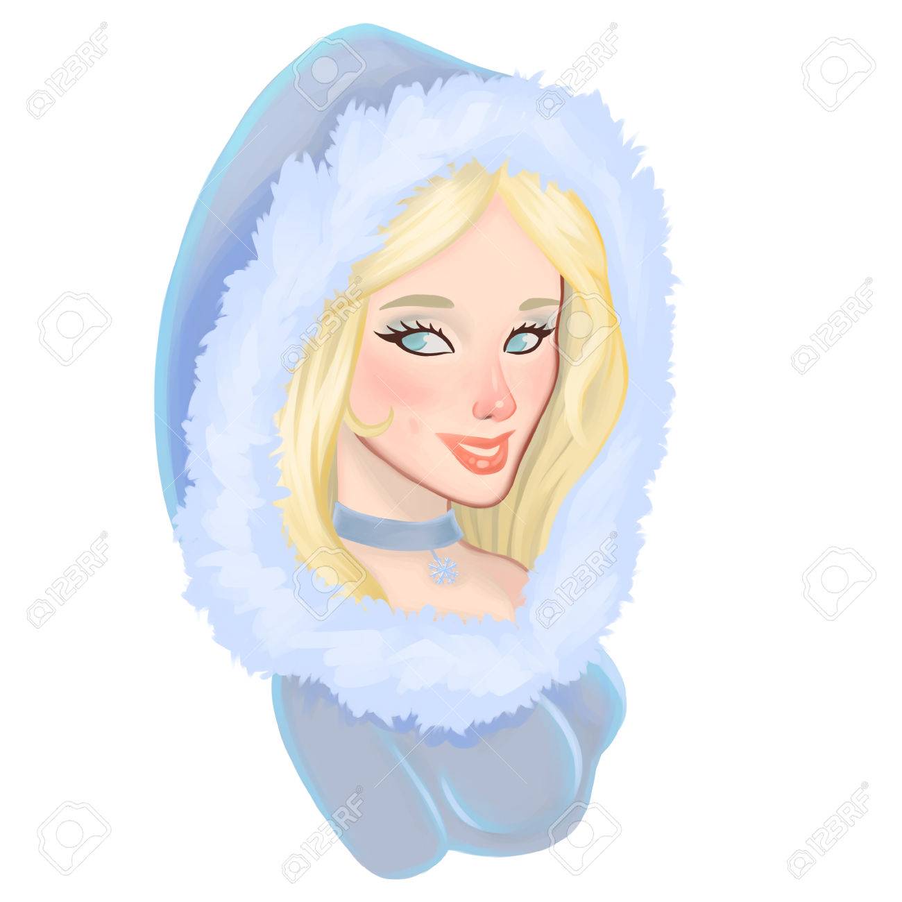 Girl Snow Maiden Santa Claus Granddaughter Maiden Pin Up Girl