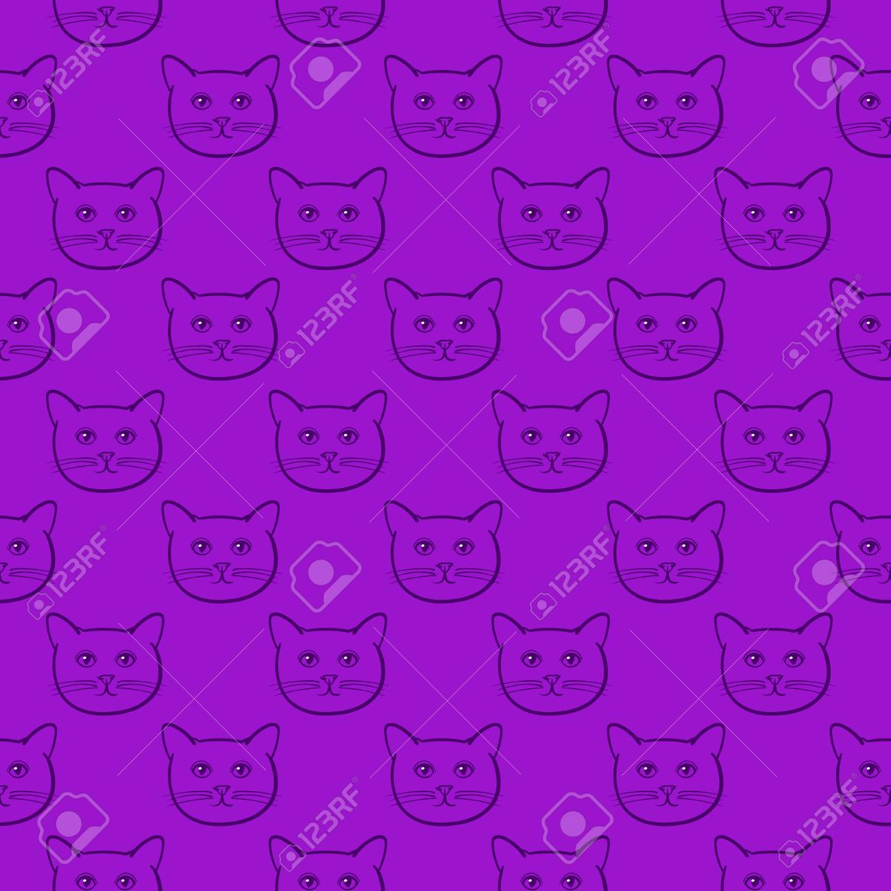 Modèle Sans Couture Avec Animal Mignon De Chats Illustration Linéaire Enfants Pour Imprimer Des T Shirts Des Sacs Ou Une Couverture