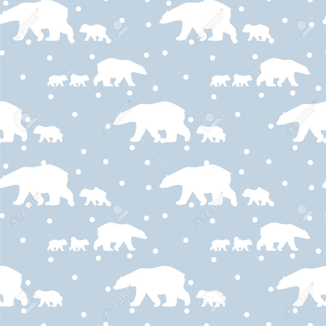 冬のシロクマと雪かわいいシームレス パターン 母と子 かわいい子供たちのパターン 背景紙や織物に最適 のイラスト素材 ベクタ Image 6946
