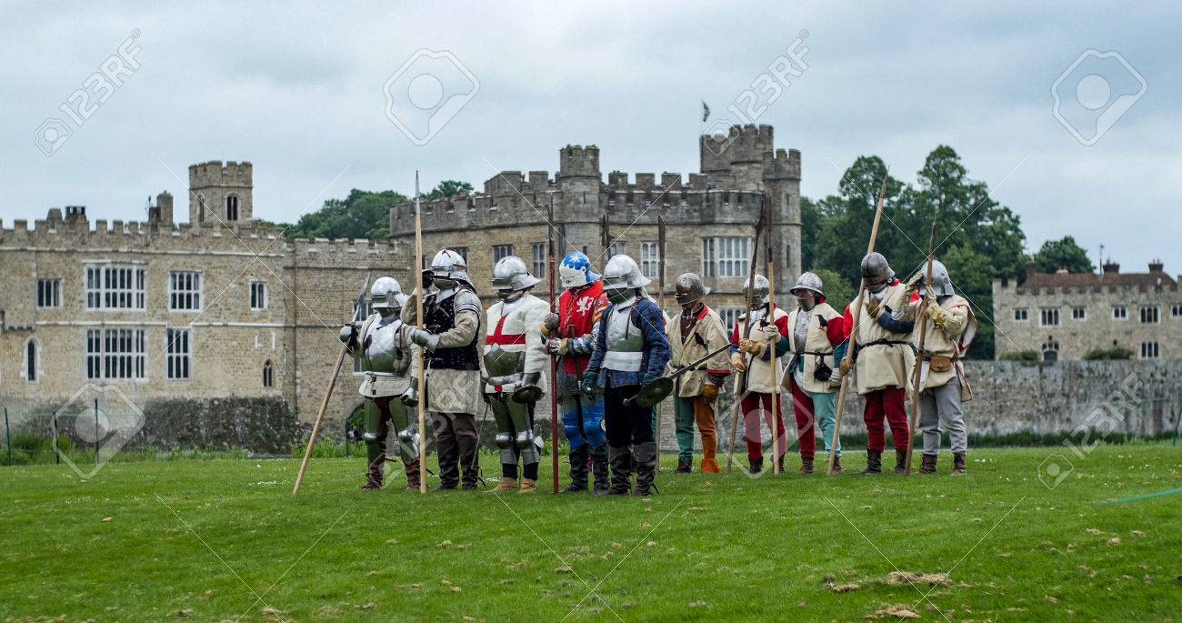 Stock Photo View Of Medieval Foot Soldiers With Spears Stock Photo View Of Medieval Foot Soldiers With Spears