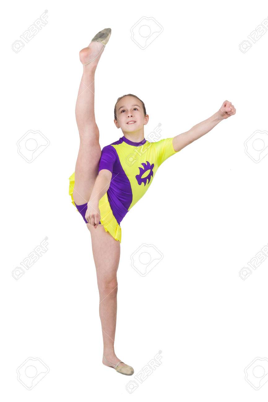 Young little girls gymnastics" Cute Young Girl Doing Gymnastics Isolated Over White Stock Photo, Picture  and Royalty Free Image. Image 40293897.