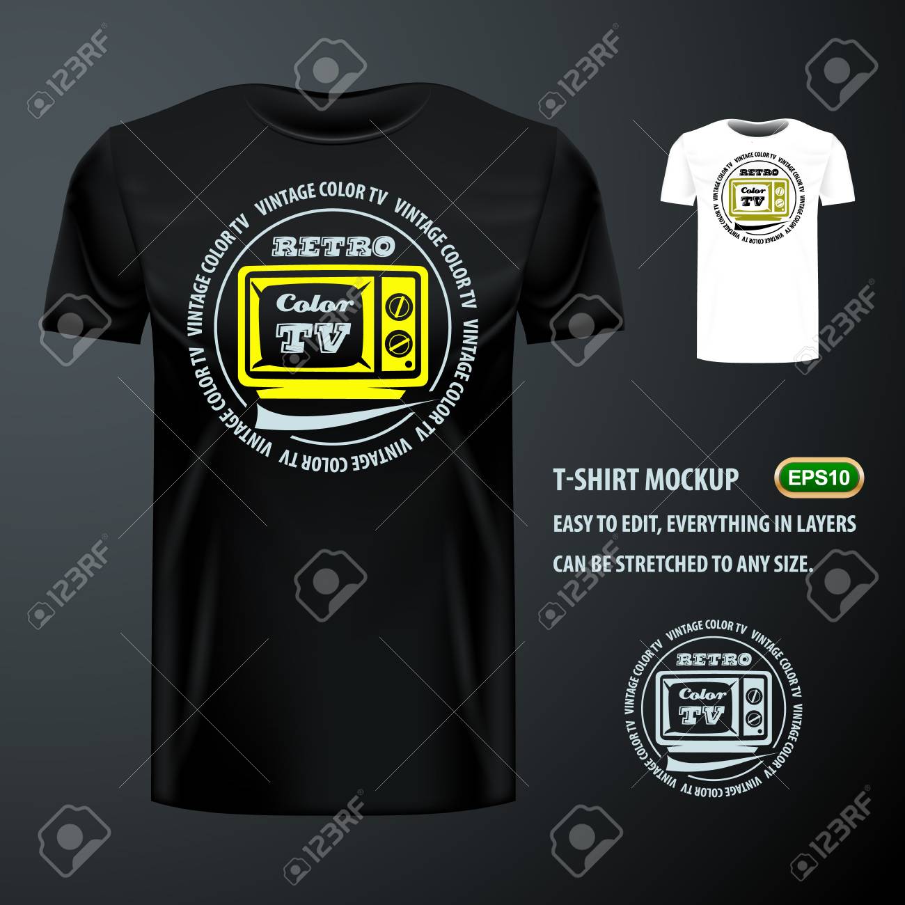 Download Vintage Tv T Shirt Mockup High Resolution Vector Royalty Free Cliparts Vectors And Stock Illustration Image 114219823