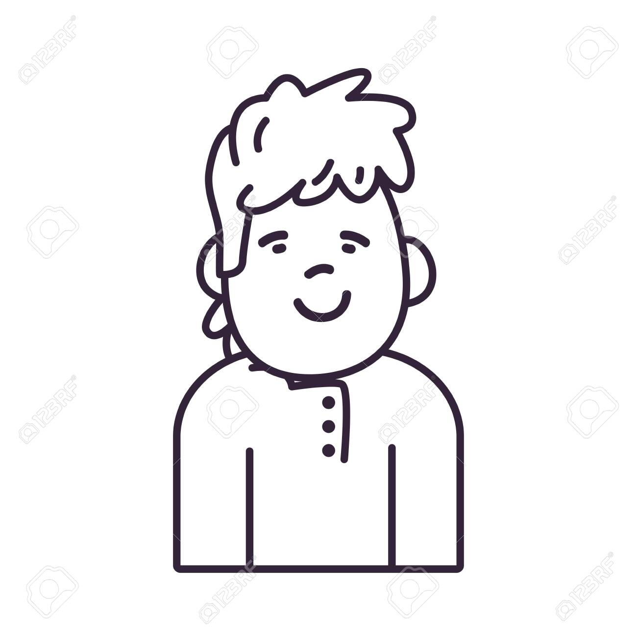 アバターマンラインスタイルのアイコンデザイン 男の子男性人ソーシャルメディアと肖像画テーマベクターイラスト のイラスト素材 ベクタ Image