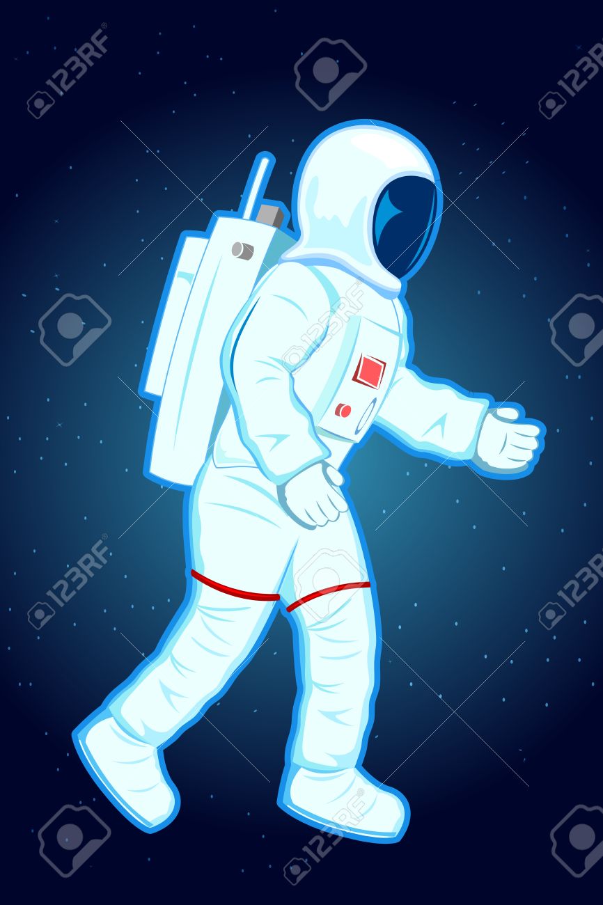 空間内の宇宙服で宇宙飛行士のイラスト のイラスト素材 ベクタ Image