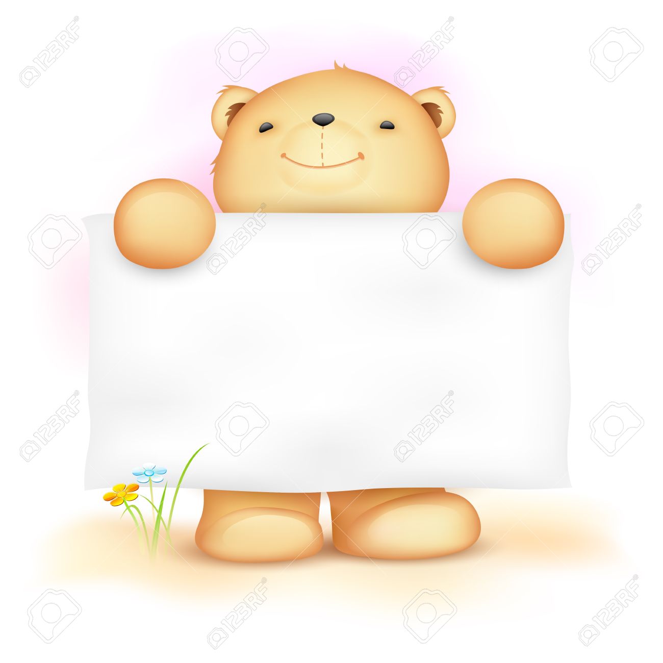 空白を持ってかわいいテディベアのイラストのイラスト素材 ベクタ Image